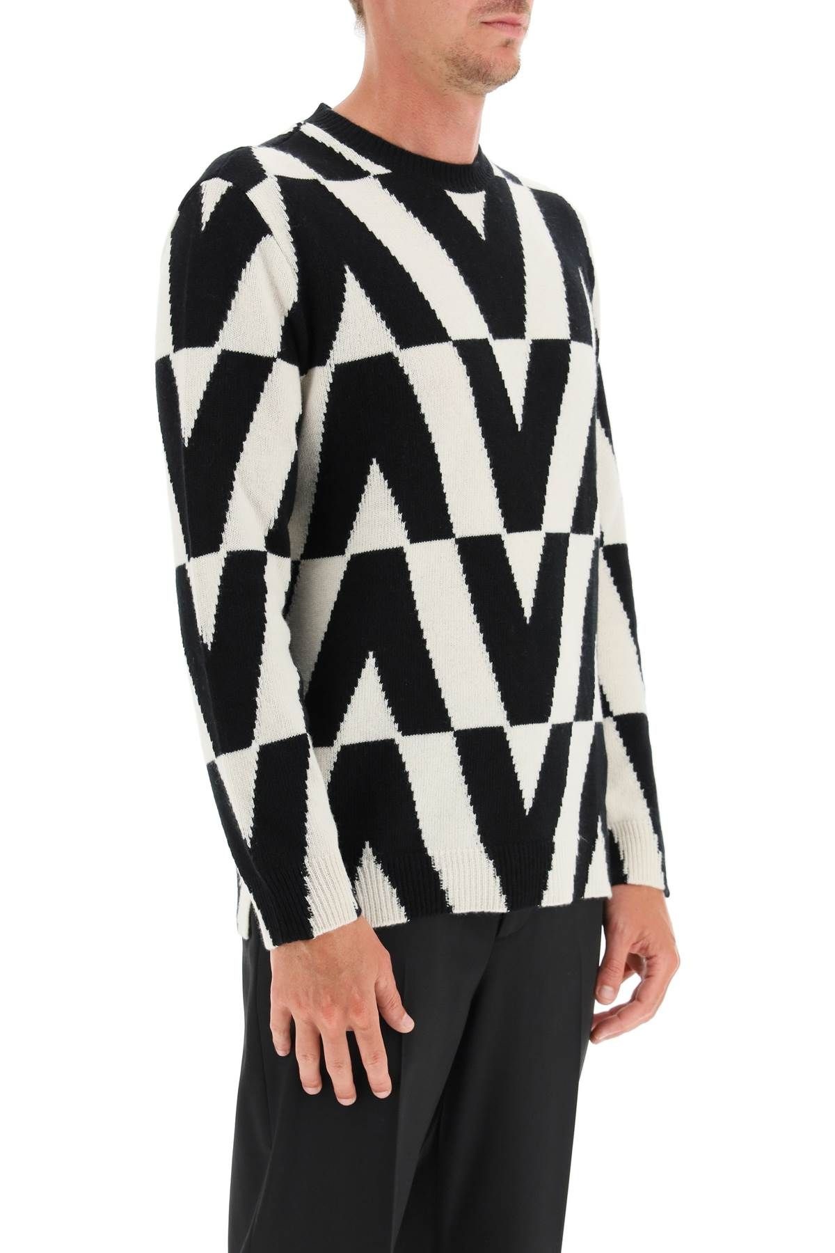 OPTICAL SWEATER IN WOOL AND CASHMERE - 3