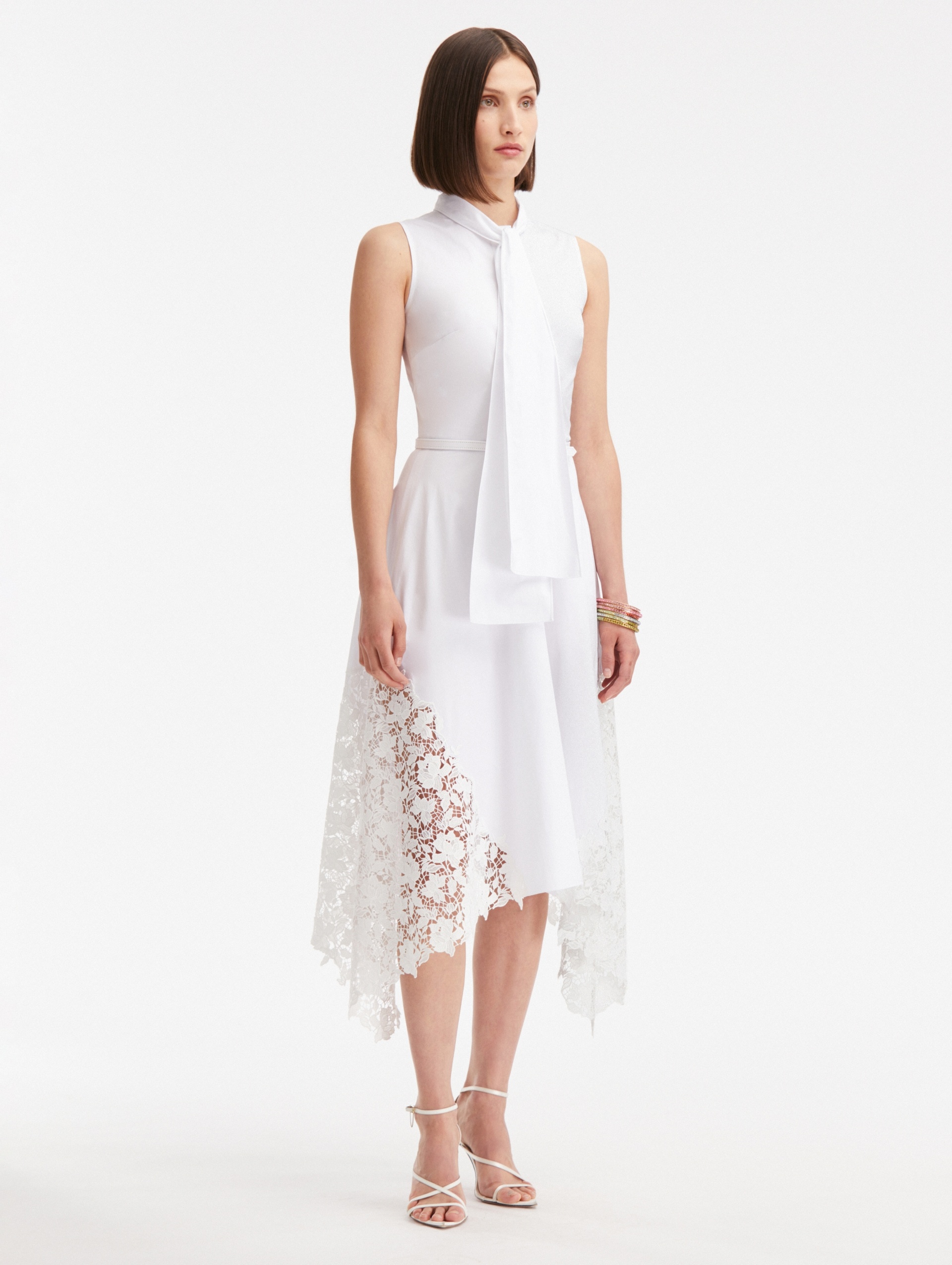 GARDENIA LACE INSET COTTON POPLIN DRESS - 3