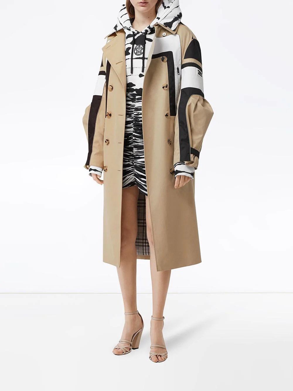 double-breasted panelled trench coat - 2