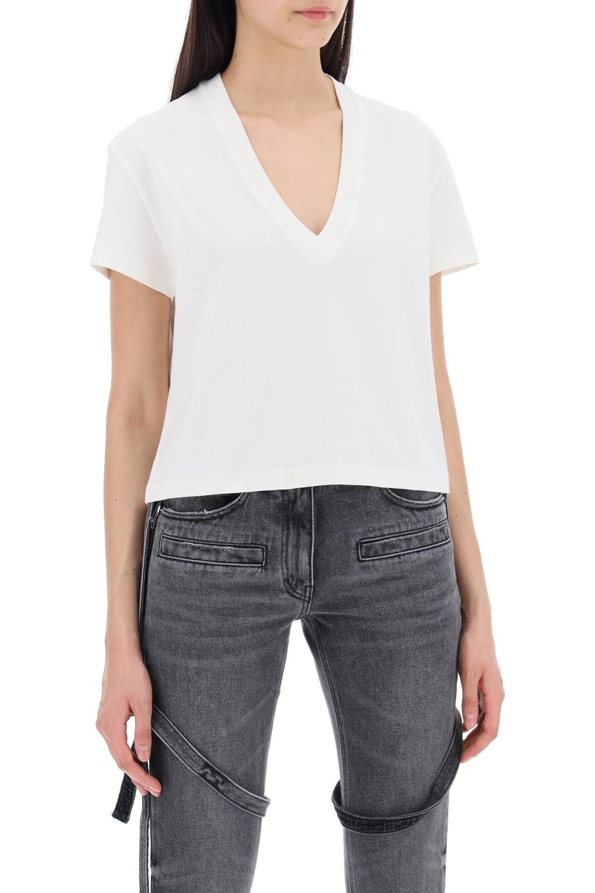 M*♡様 Courreges Cropped T-shirt courrèges CROPPED LOGO T-SHIRT WITH | netdressed | REVERSIBLE