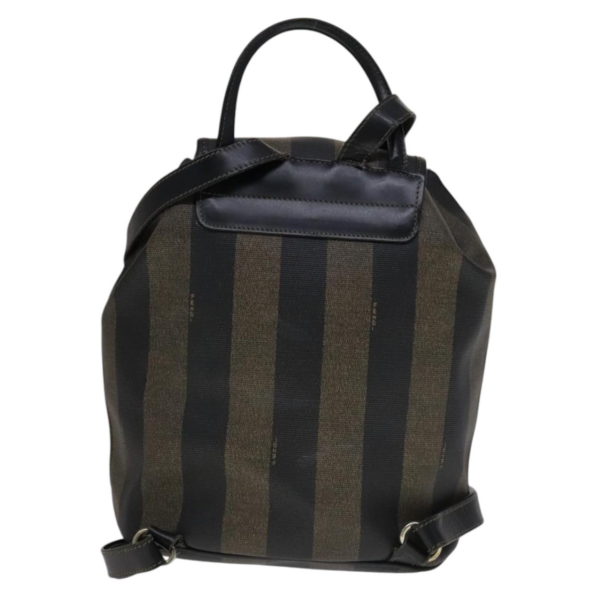 FENDI FENDI Pecan Canvas Backpack Brown Black Gold  display picture 2