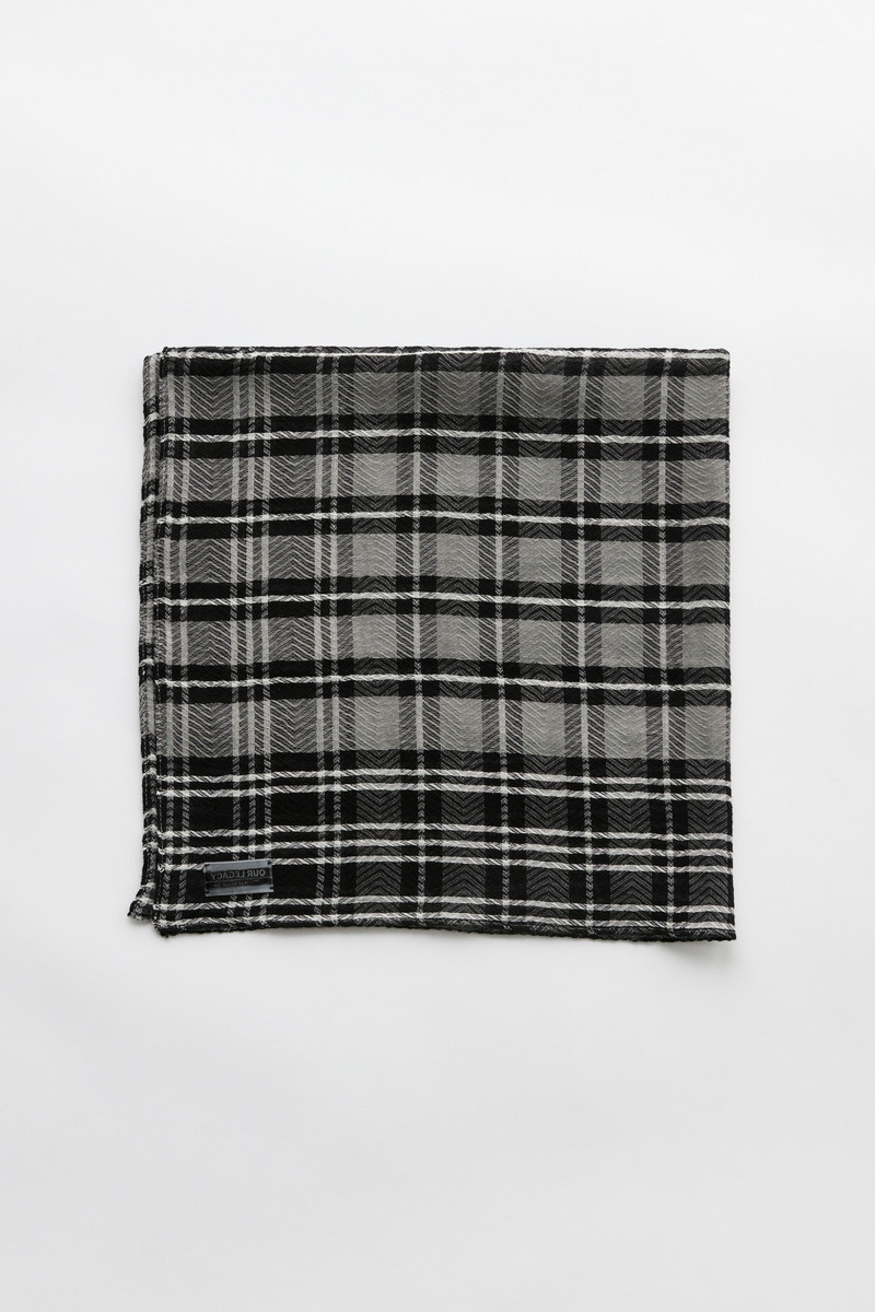 Marstrand Scarf Black/Grey Herringbone Check 1