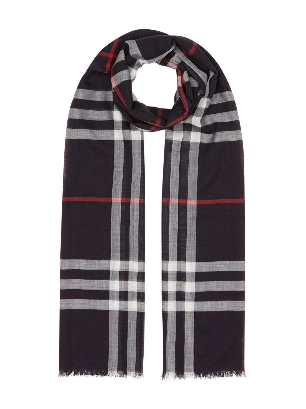 Lightweight Check Wool Silk Scarf - 6