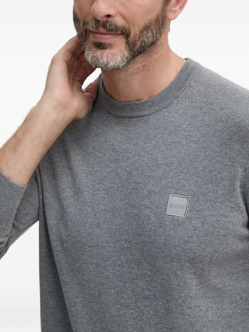 logo-patch crew-neck sweater - 3