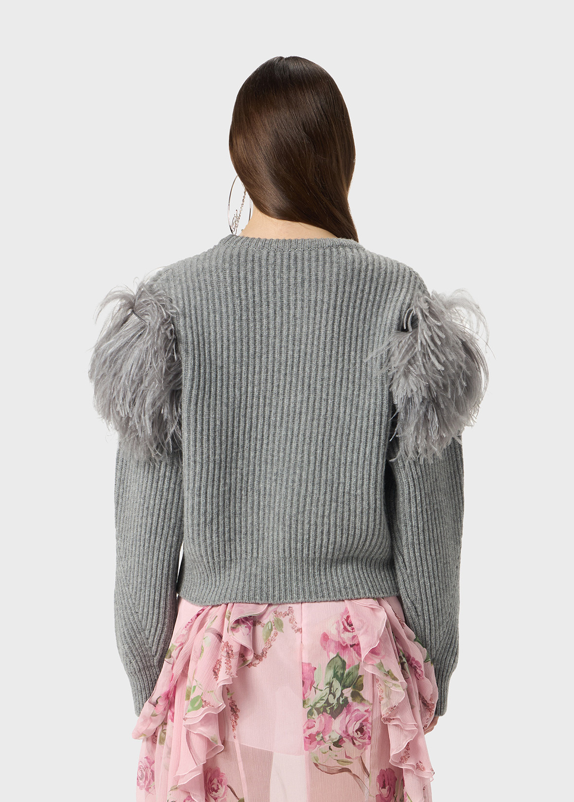 RIBBED WOOL SWEATER WITH FEATHERS - 4