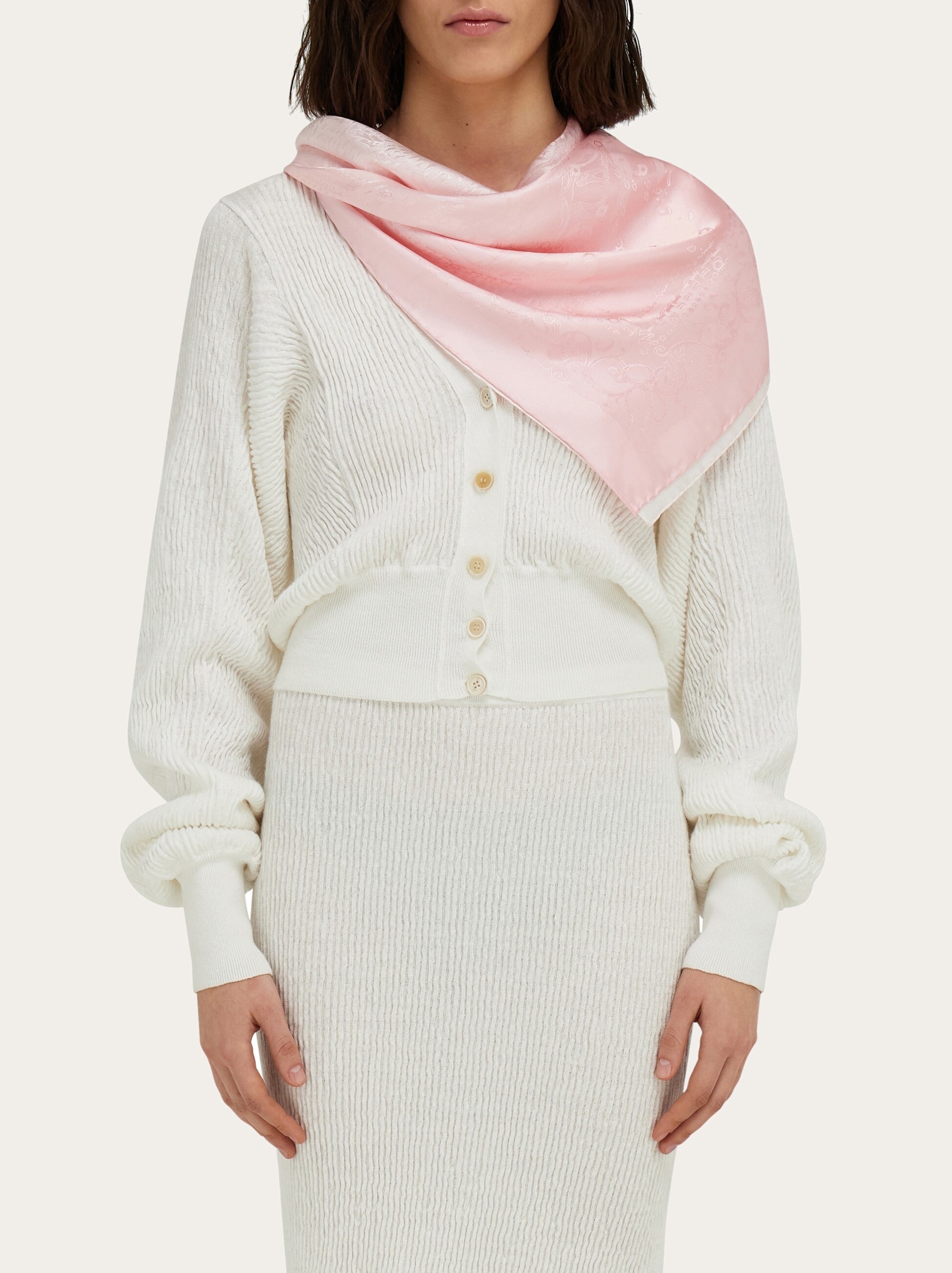 Silk jacquard scarf with palazzo motif - 3