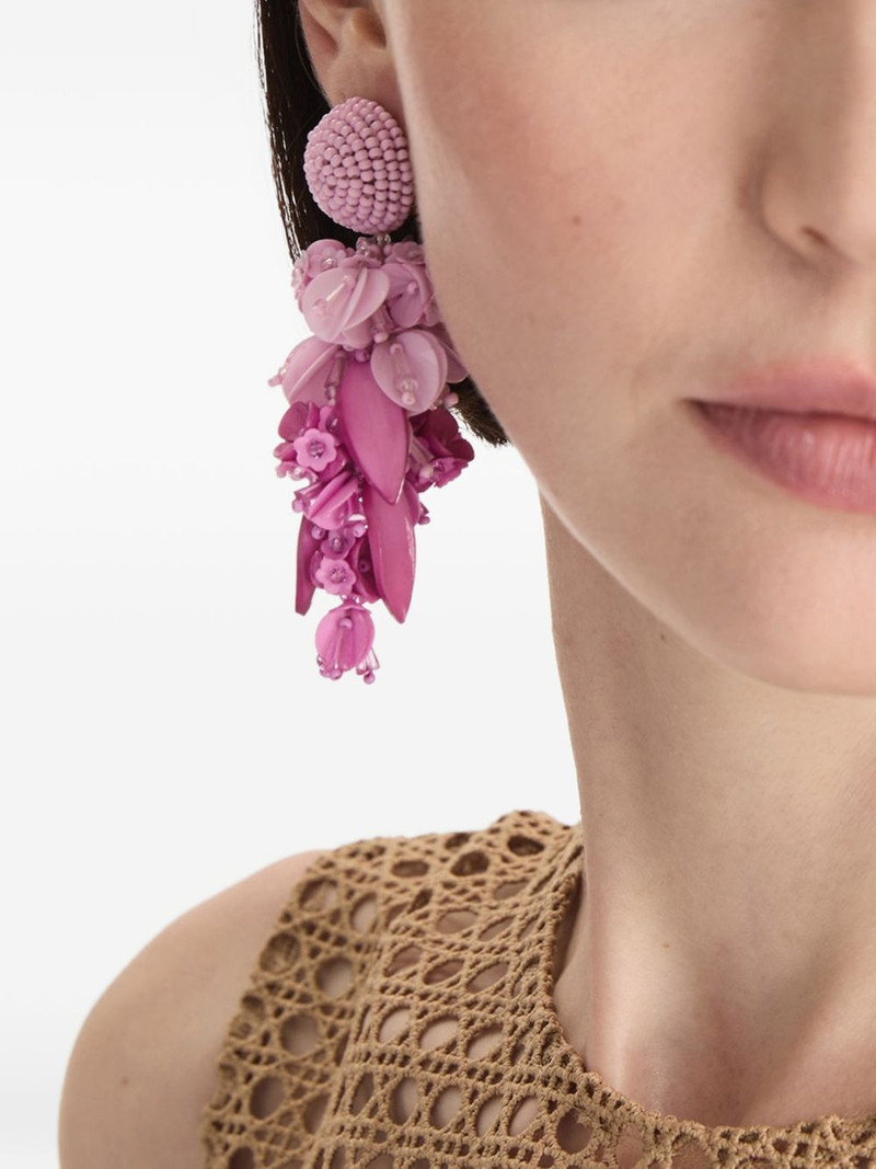 Oscar de la Renta floral beaded drop earrings outlook