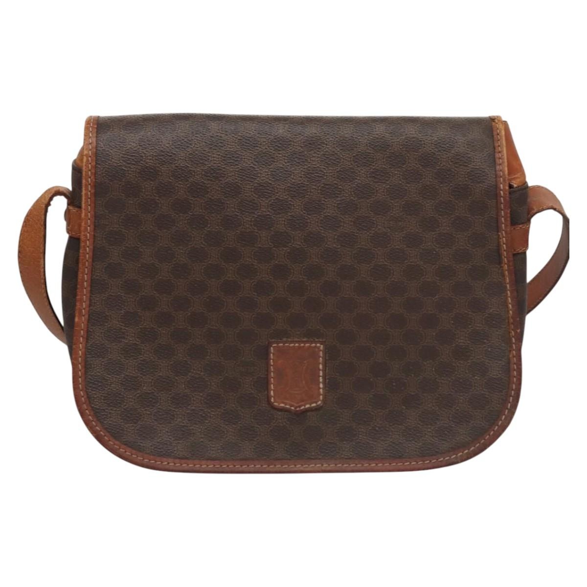 CELINE Macadam Canvas Shoulder Bag Pvc Leather Brown - 2