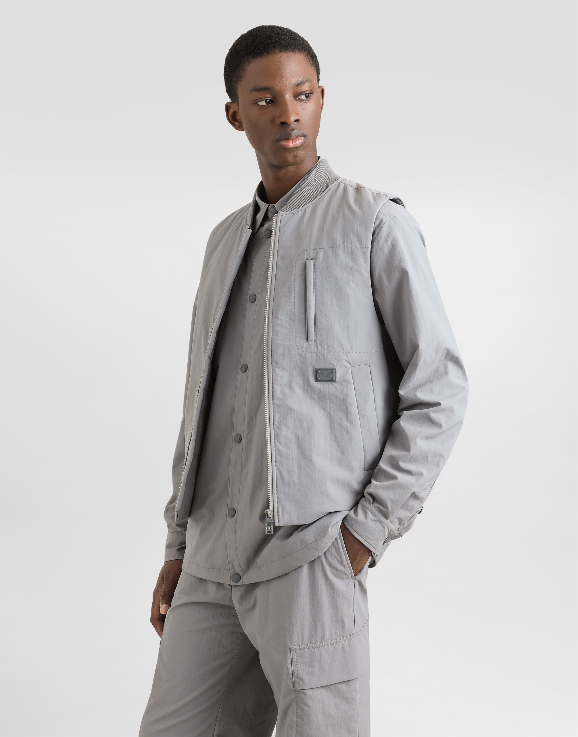 Padded technical fabric vest with tag - 4