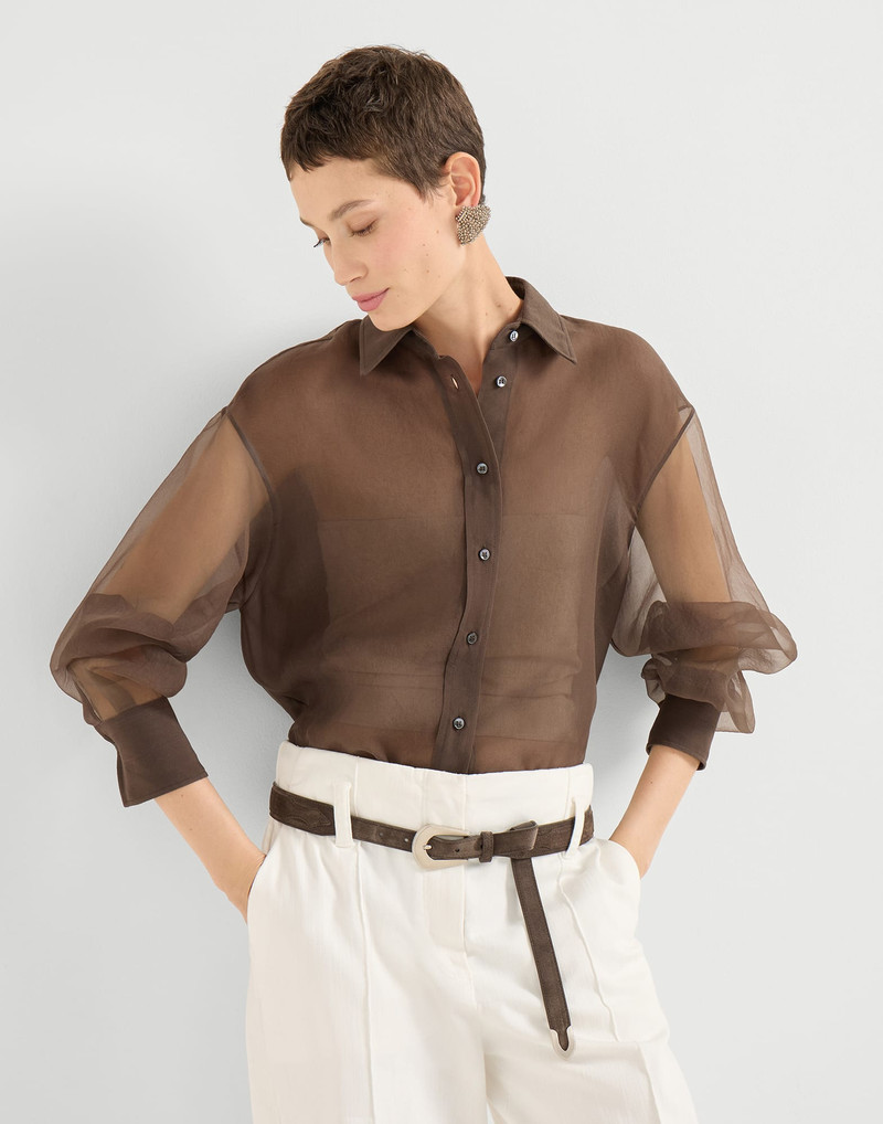 Crispy silk shirt with monili 4