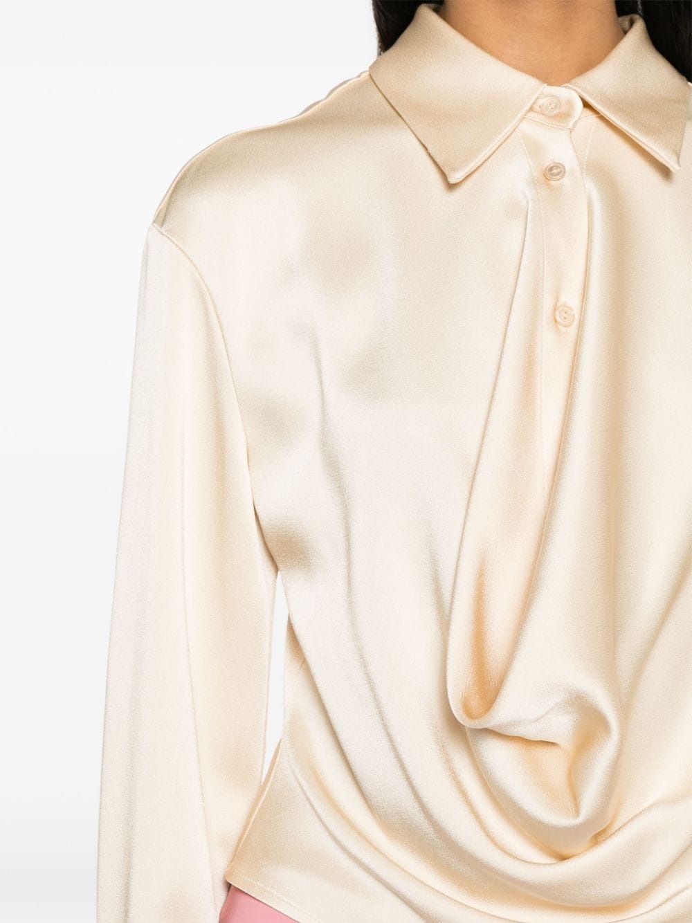 Angora draped satin shirt - 5