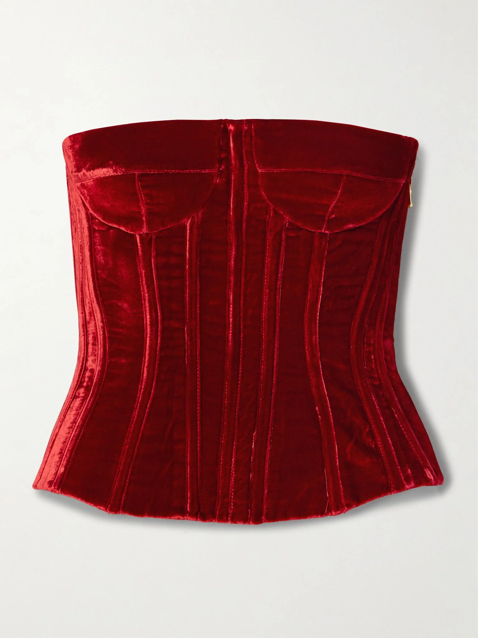 Strapless velvet bustier top Crimson - 1