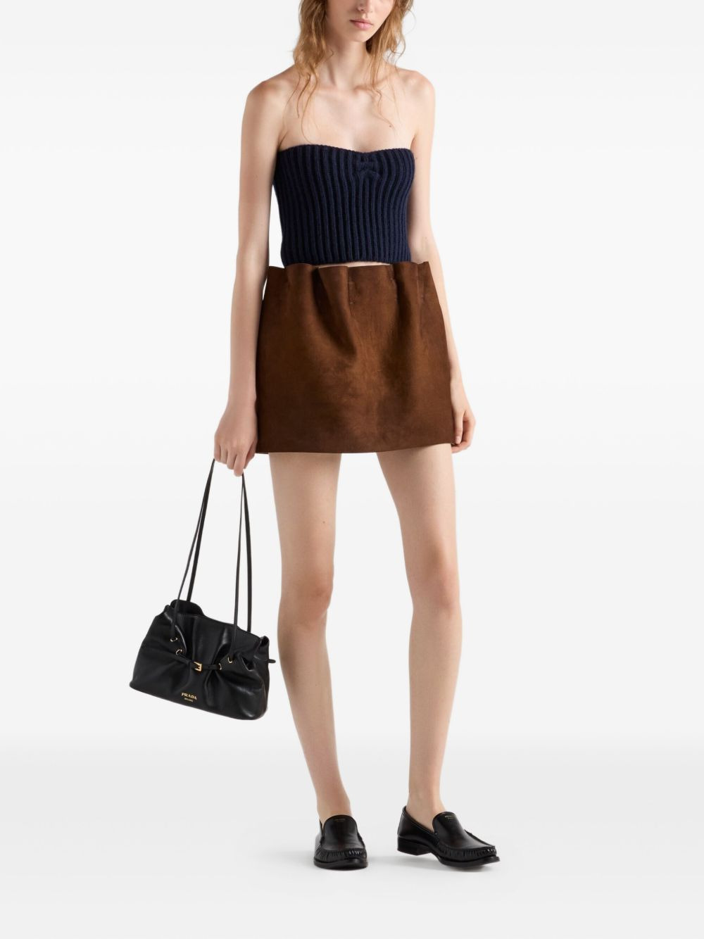 elasticated-waistband suede mini skirt - 2