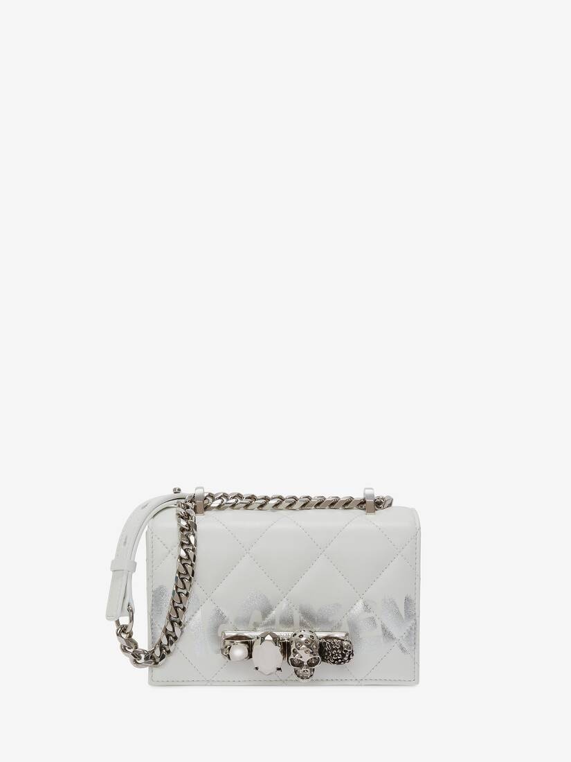 Mini Jewelled Satchel in White/silver - 1