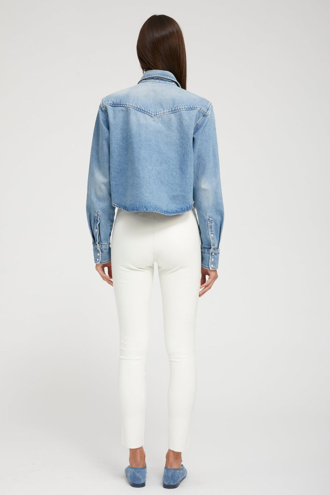 PARADIS DENIM CROPPED WESTERN BUTTON DOWN - 4