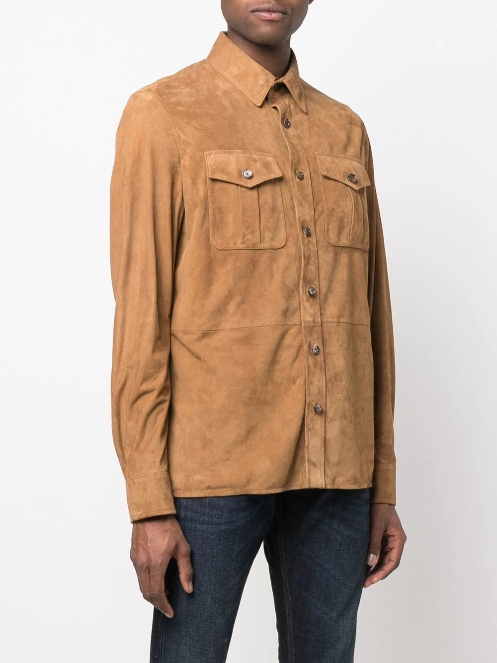 button-up suede shirt - 3