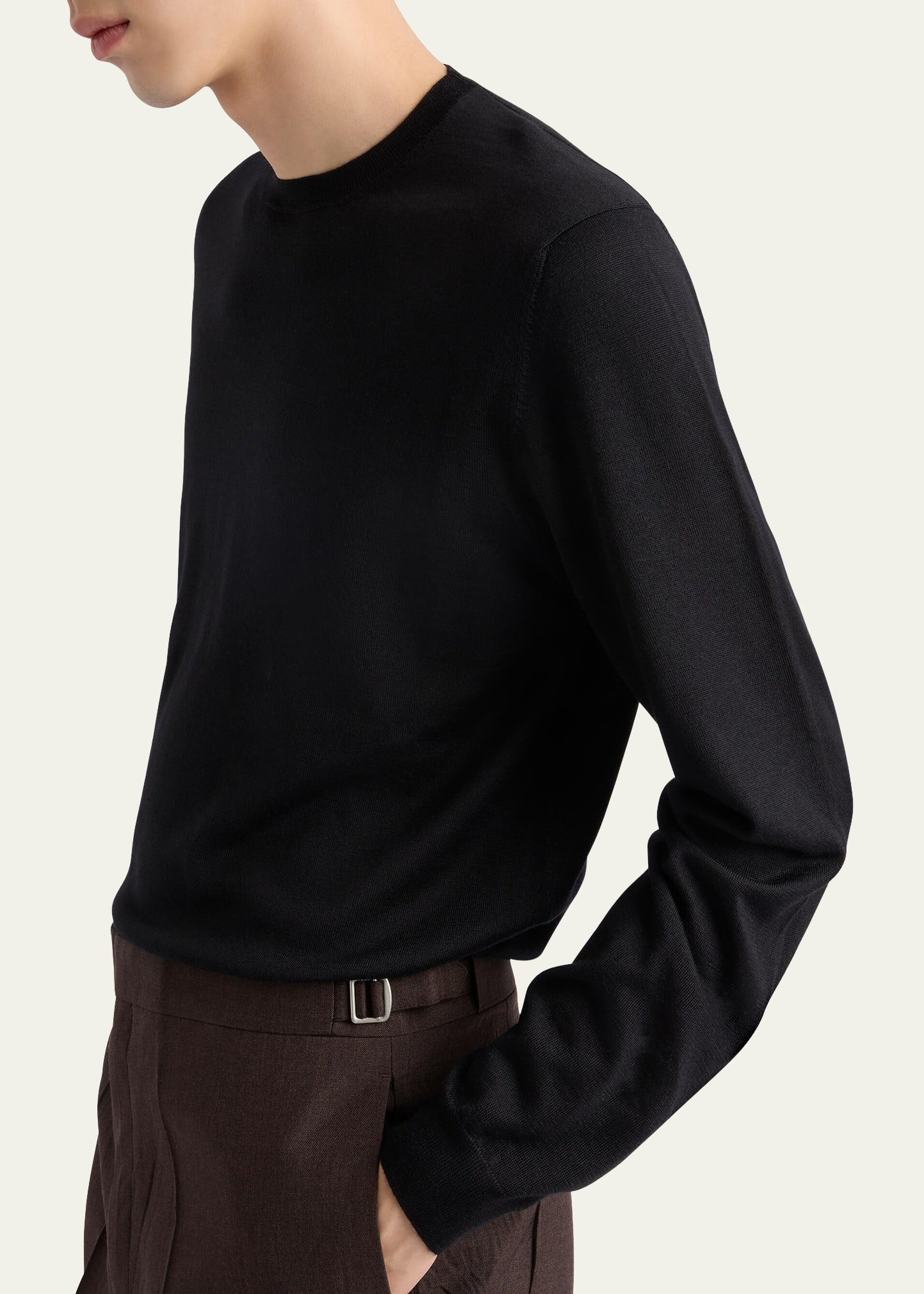 Men's Silk-Cashmere Crew Sweater - 4