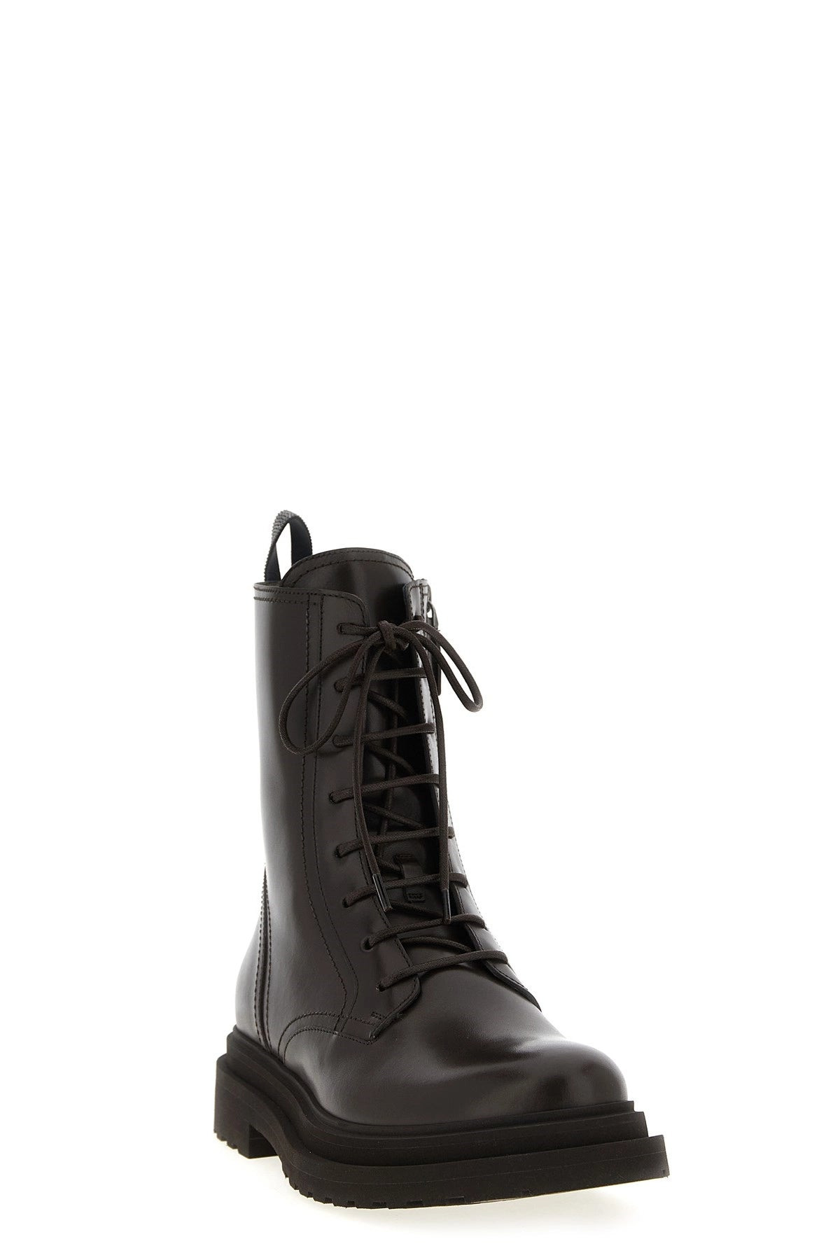 Brunello Cucinelli Women 'Shiny Loop Detail' Combat Boots - 2