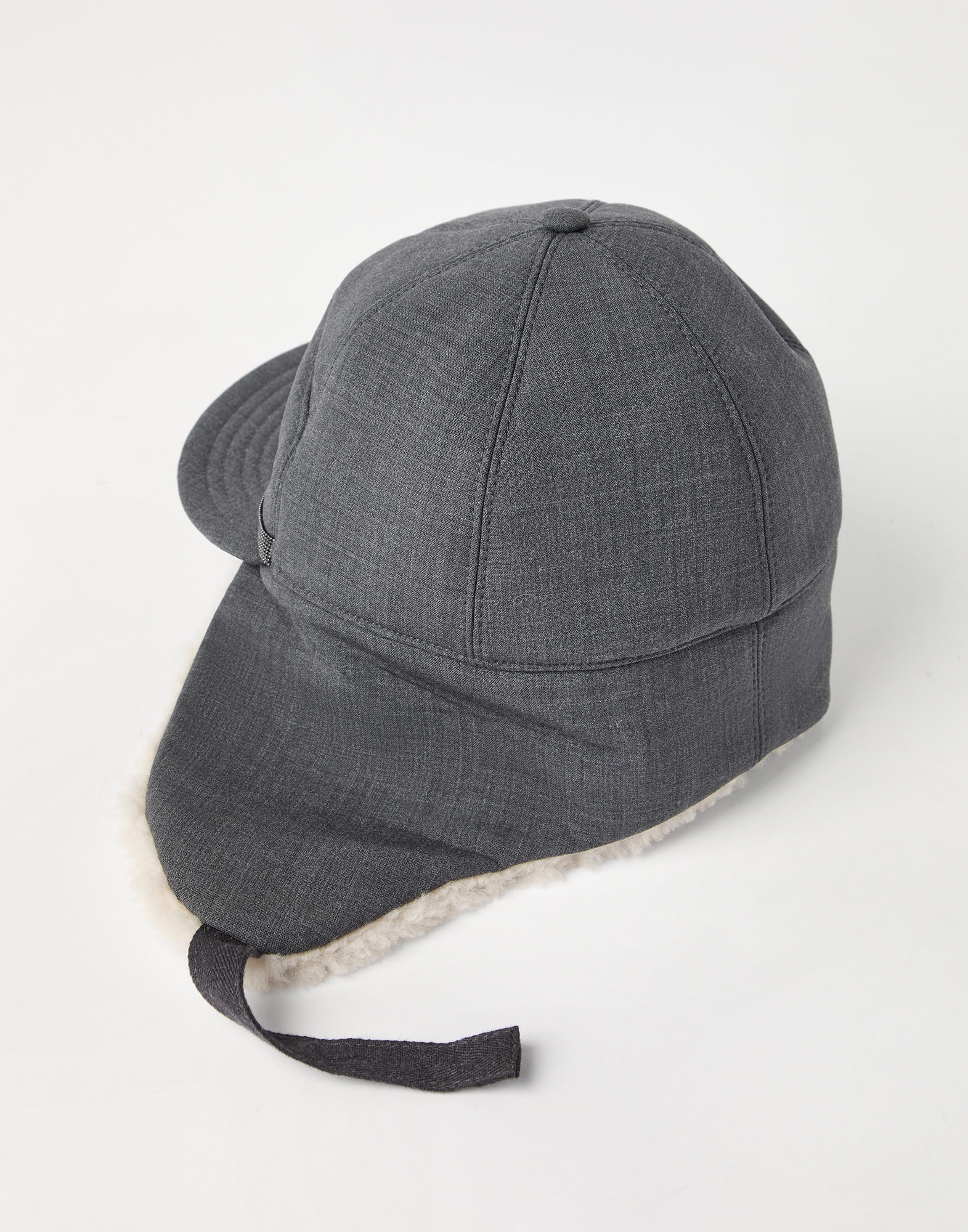 Tropical Luxury wool baseball cap with shearling-lined ear flaps and shiny band - 2