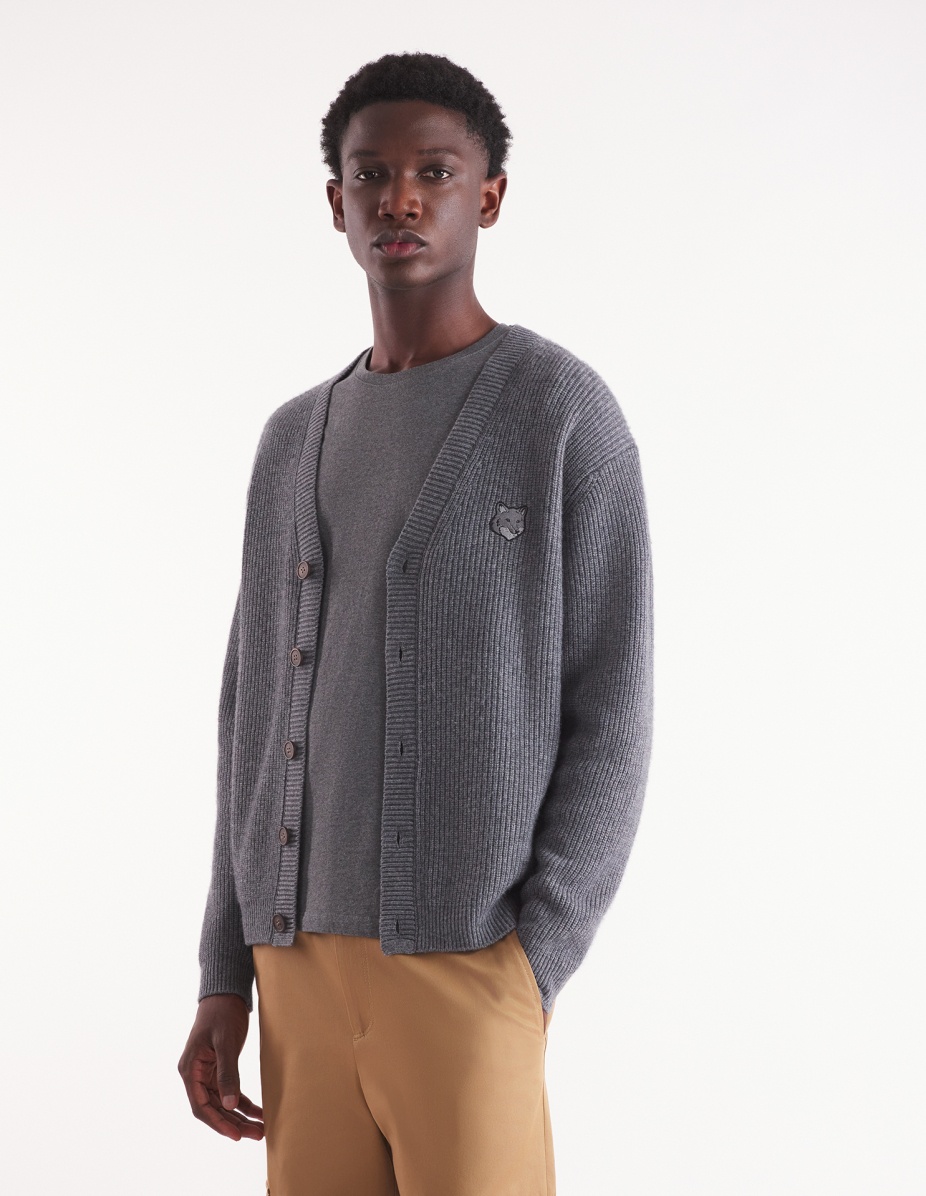 BOLD FOX HEAD PATCH  COMFORT RIBBED CARDIGAN - 3
