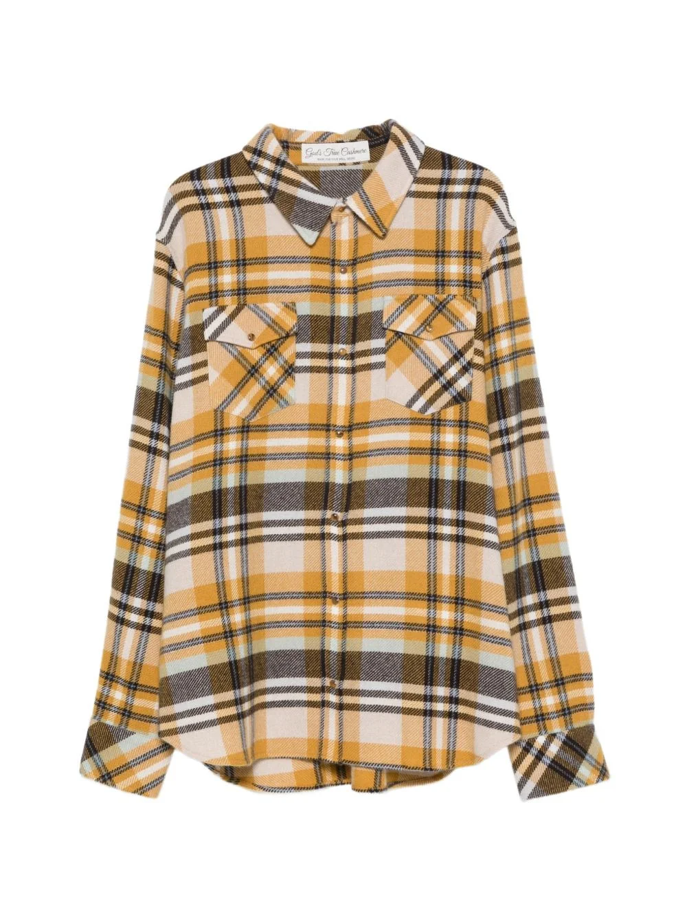 check-pattern cashmere shirt - 1