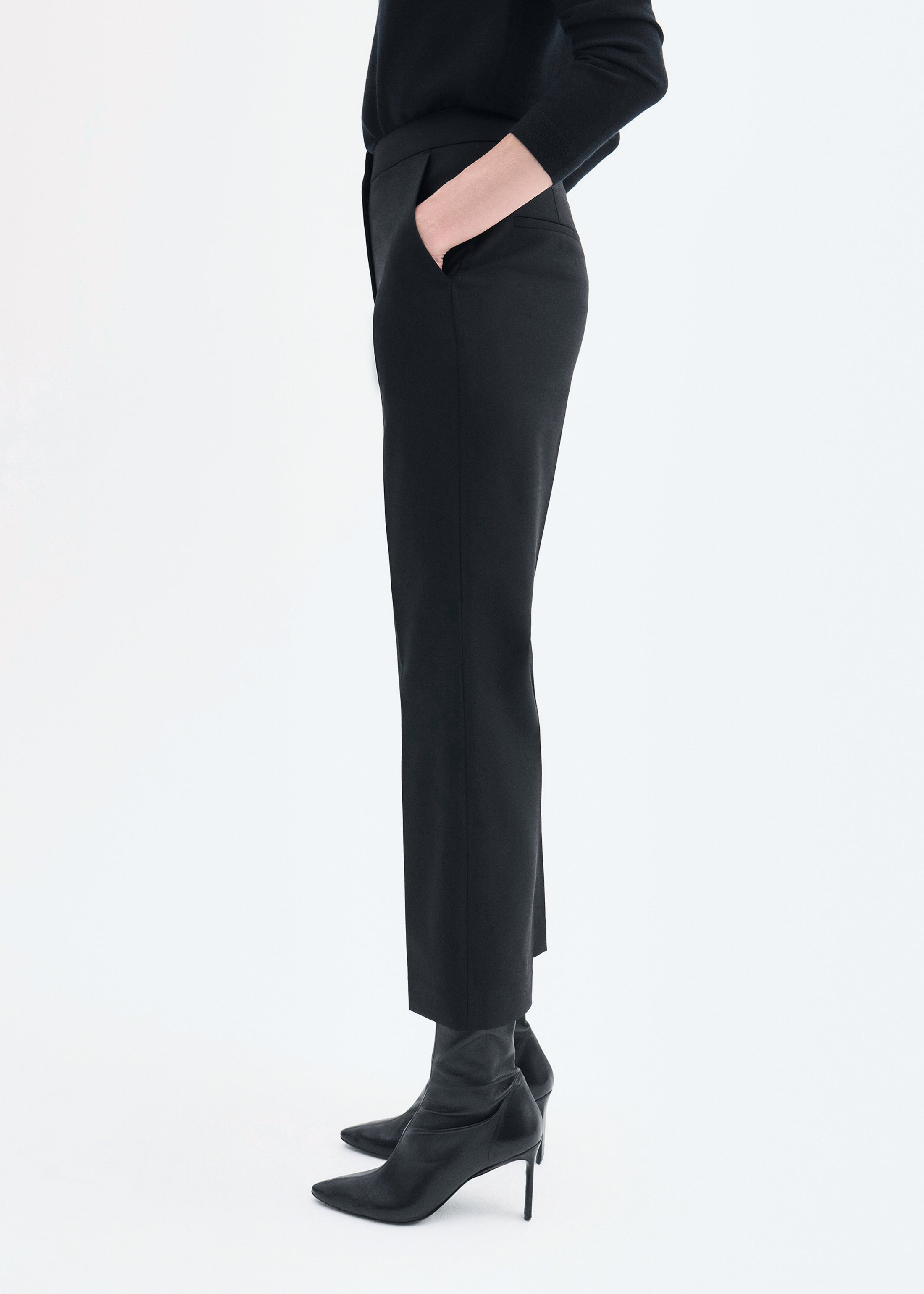 Cropped Cigarette Trouser in Virgin Wool - 3