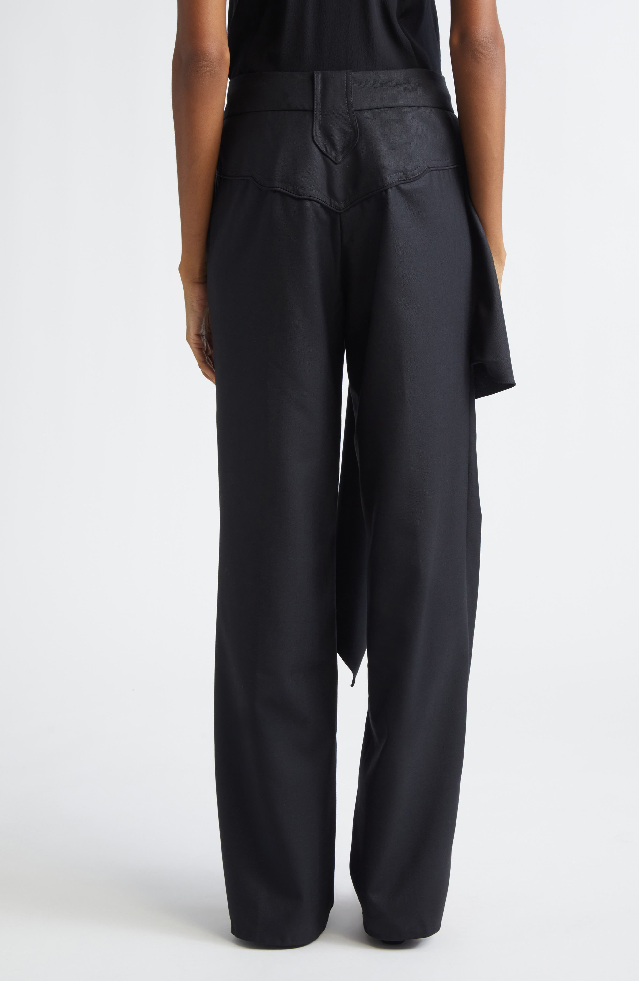 Johanna Ortiz Cascade Ruffle Wool Tea Pants in Black at Nordstrom - 2