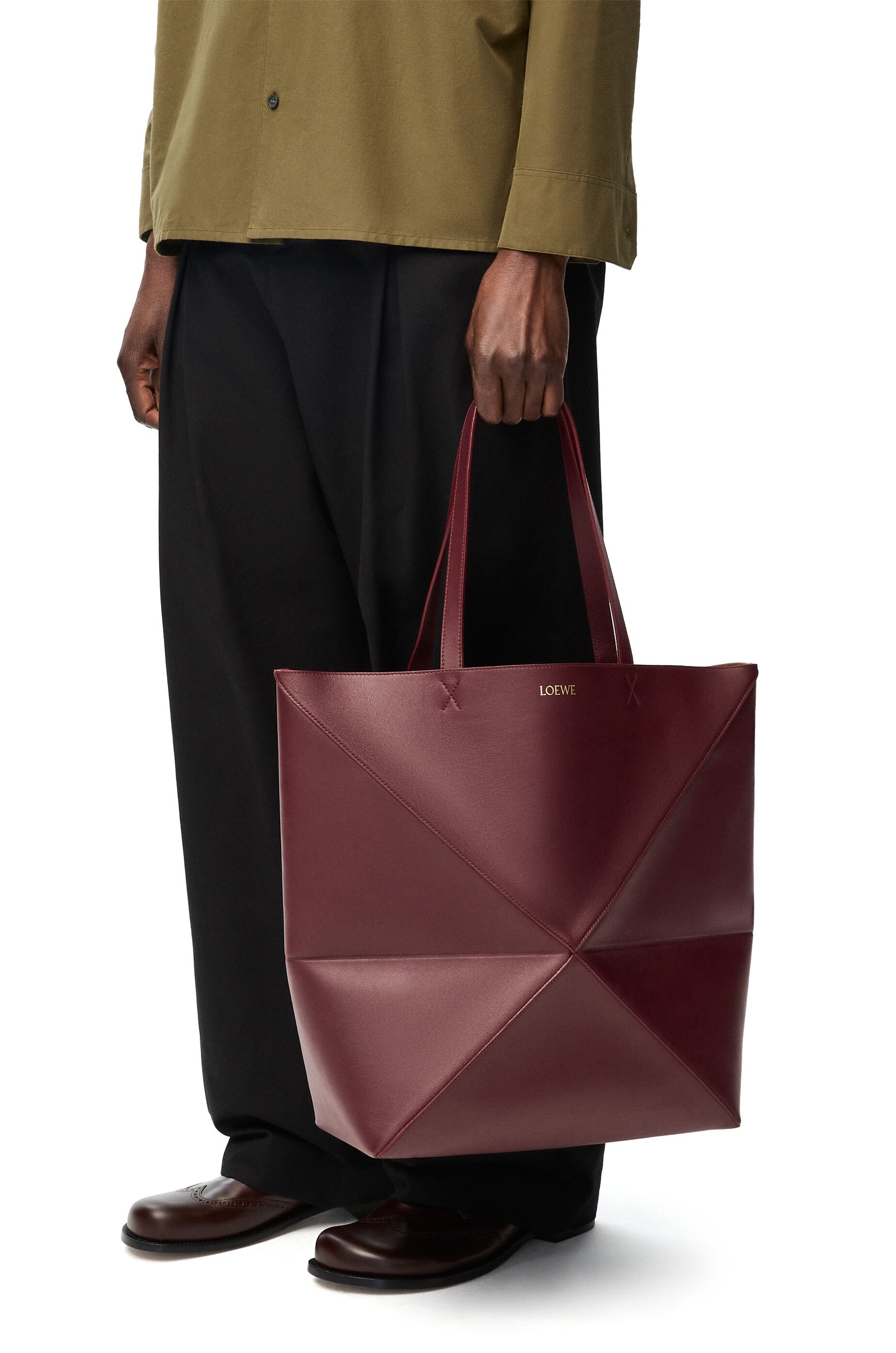 XL Puzzle Fold Tote in shiny calfskin - 2