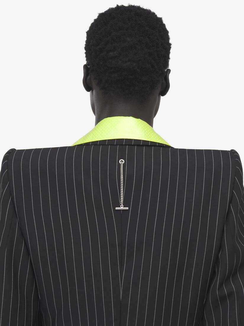Pinstripe Stacked Shoulder Jacket - 6