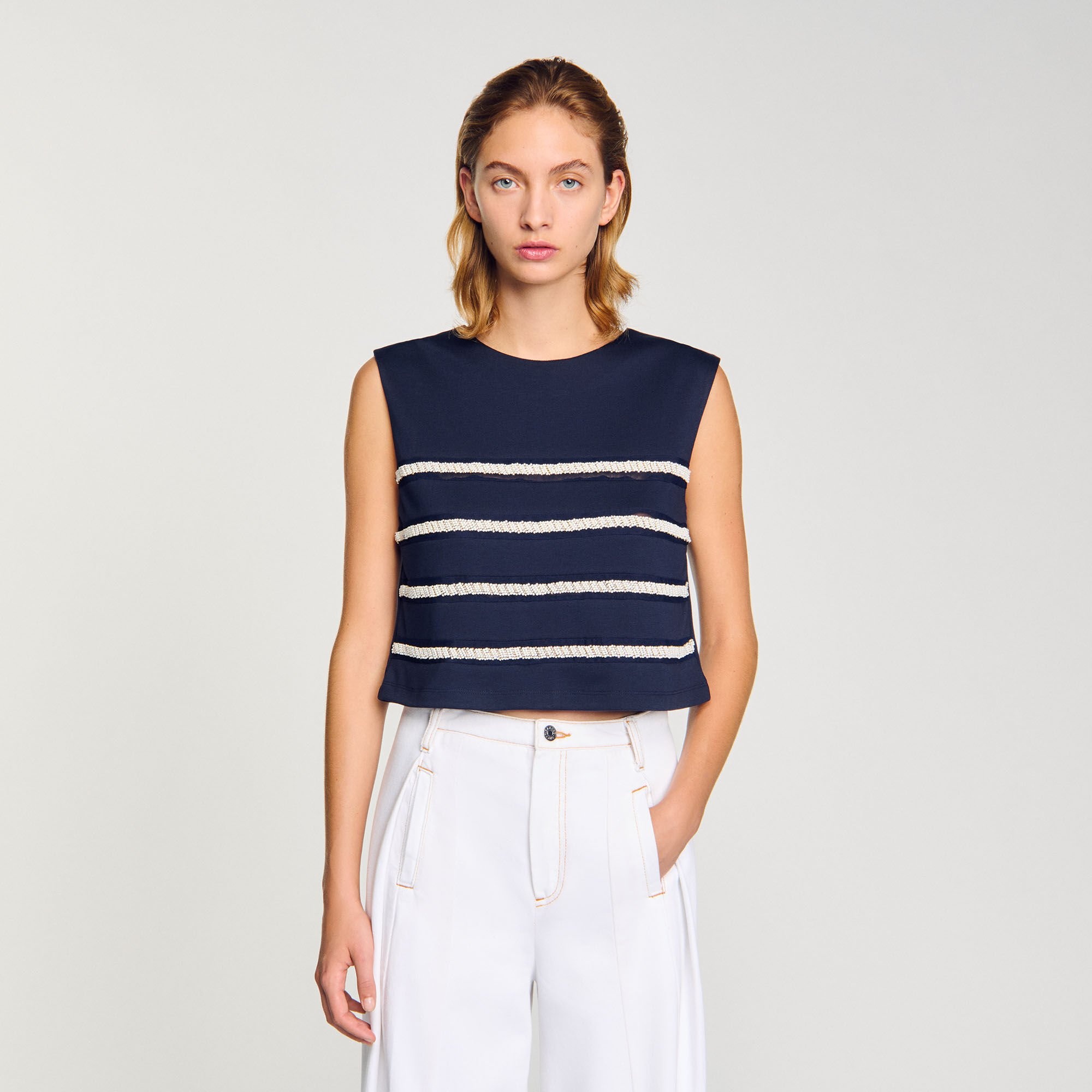 SLEEVELESS STRIPED T-SHIRT - 4