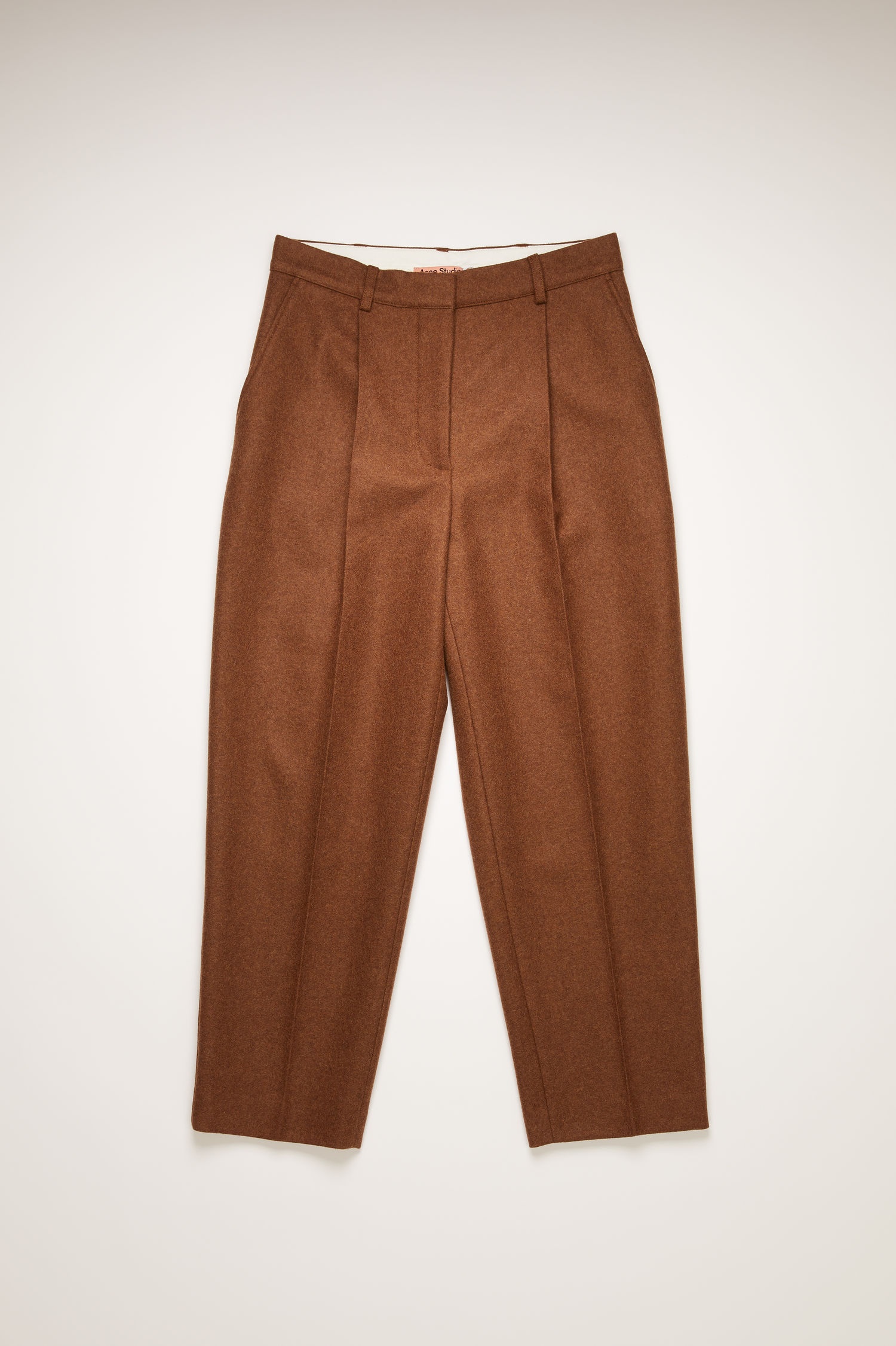 Tapered wool-blend trousers cognac brown - 5