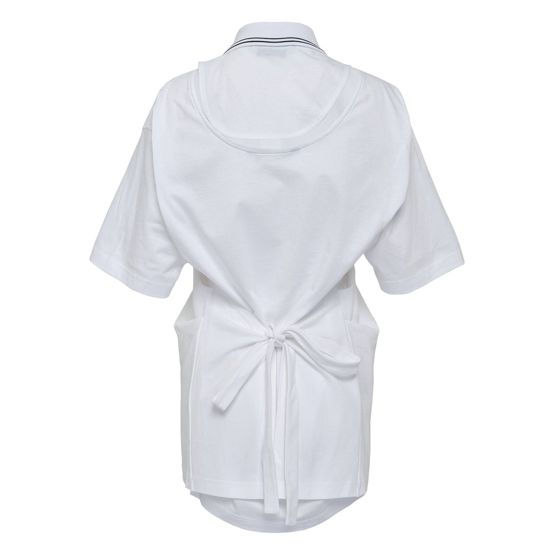White Apron Wrap Pique Top - 2