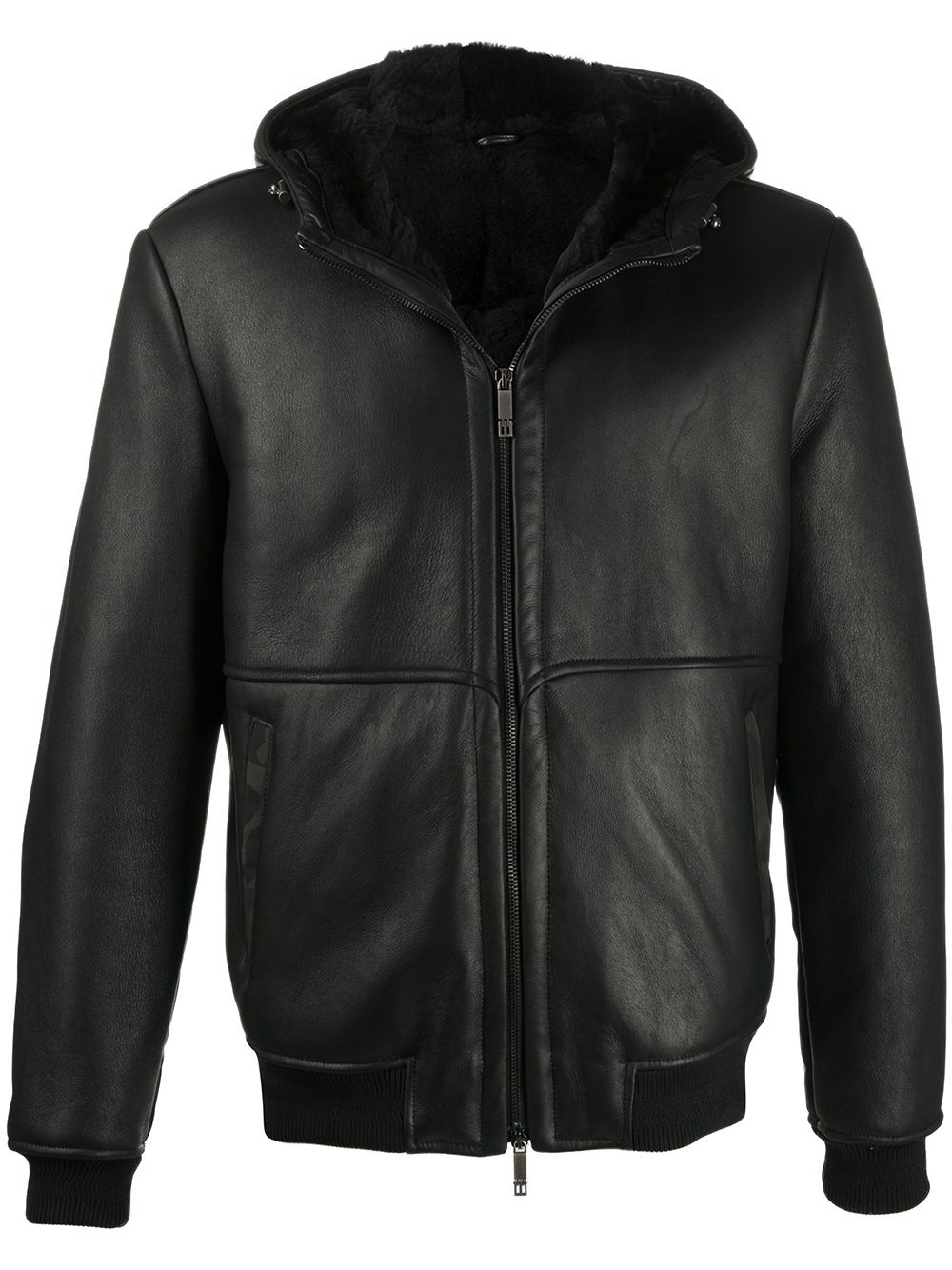 leather hooded coat - 1