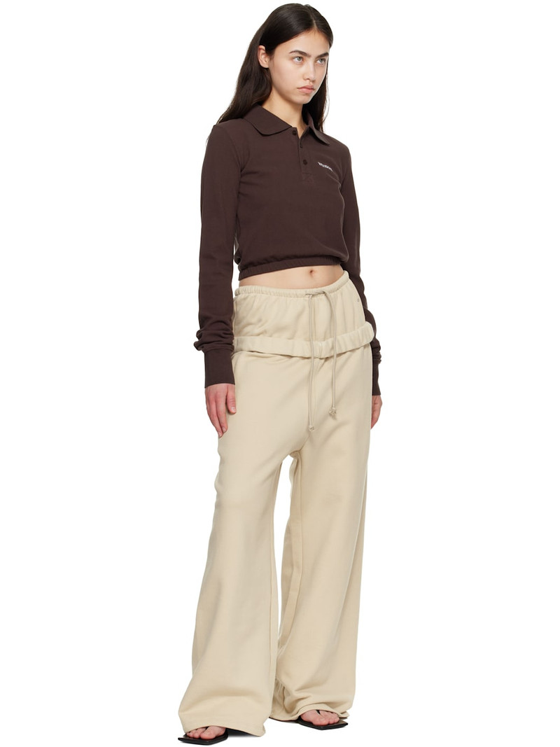 We11done Brown Embroidered Logo Long Sleeve Polo outlook