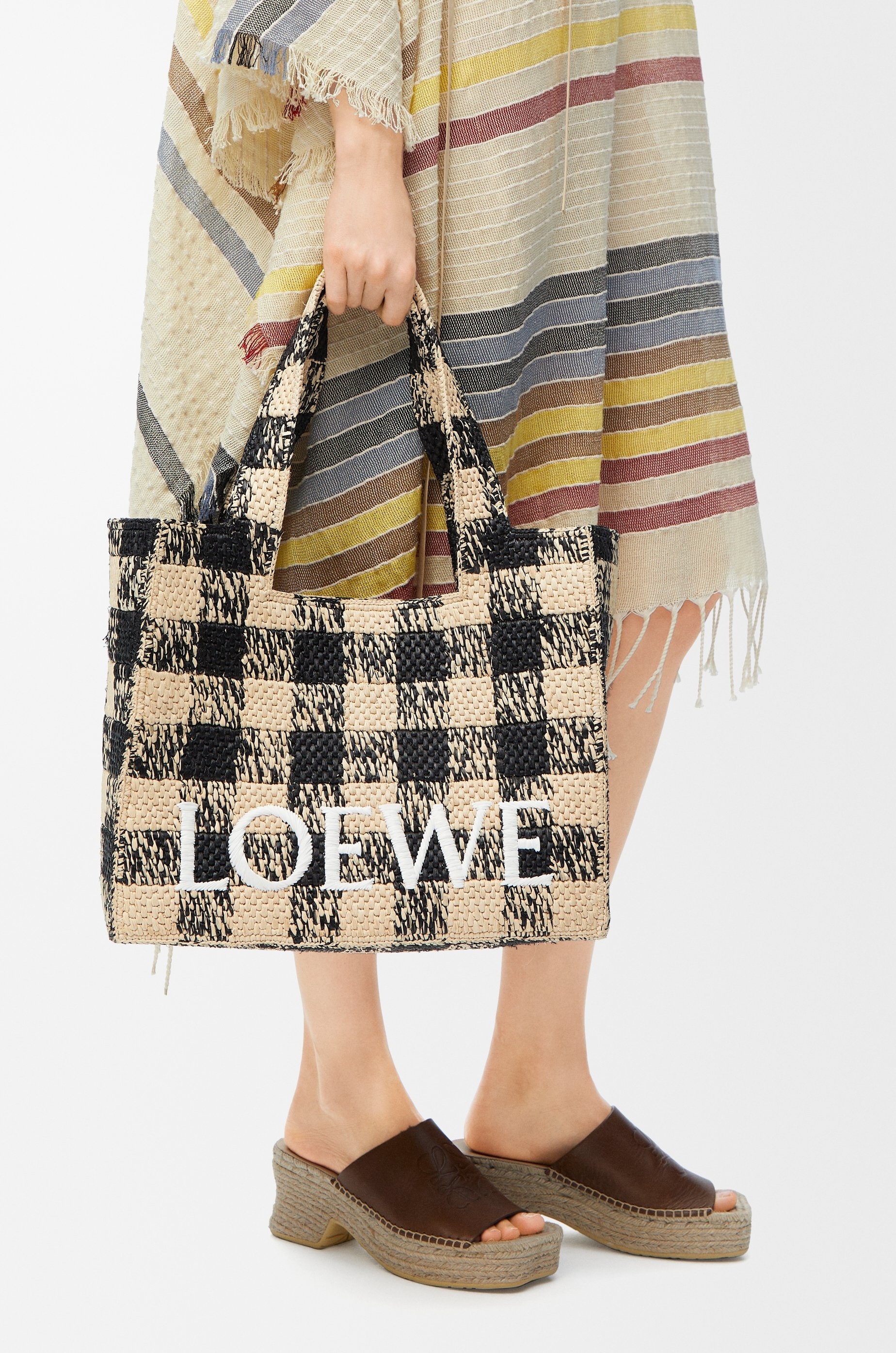 Large LOEWE Font tote in raffia - 2
