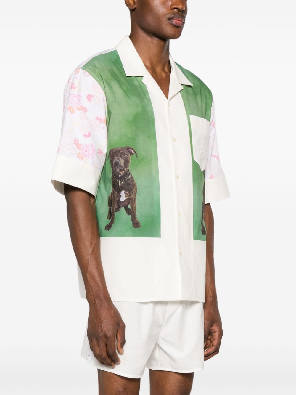 Calendar-print panelled shirt - 5