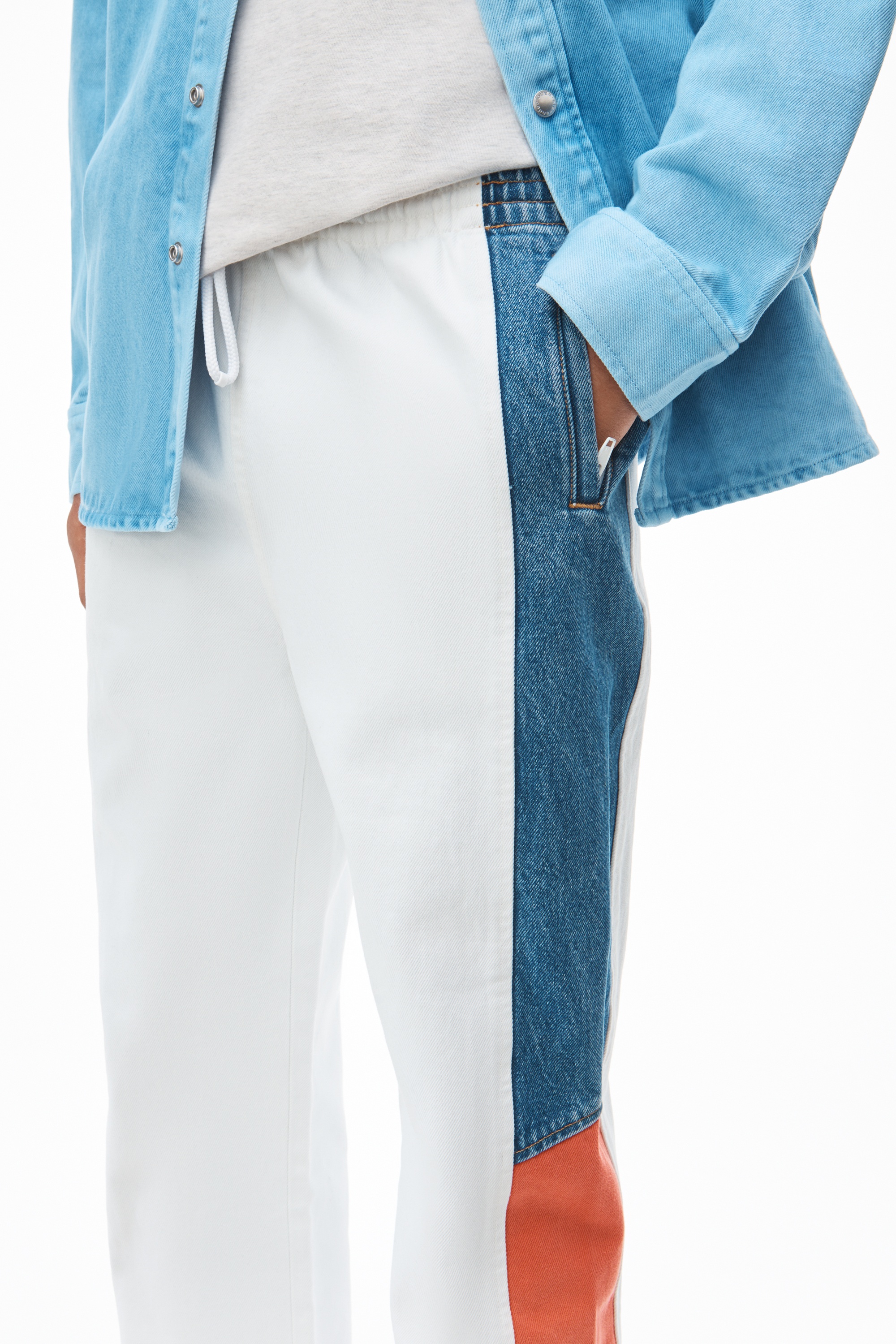 TRACK JOGGER PANTS IN COLORBLOCK DENIM - 3