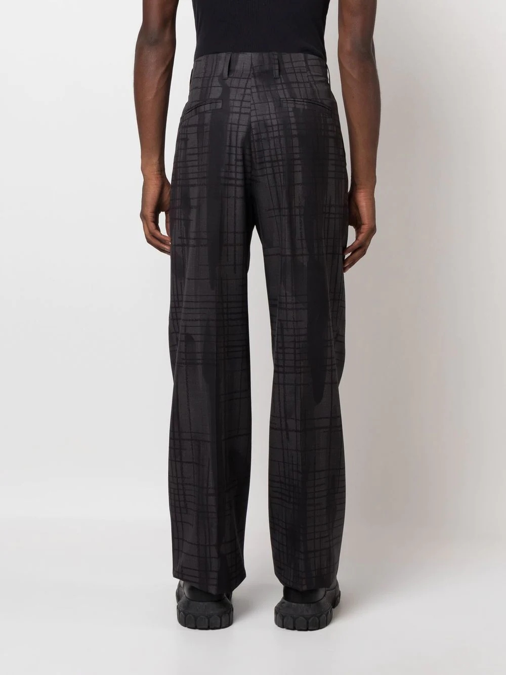 check-print wool-blend trousers - 4