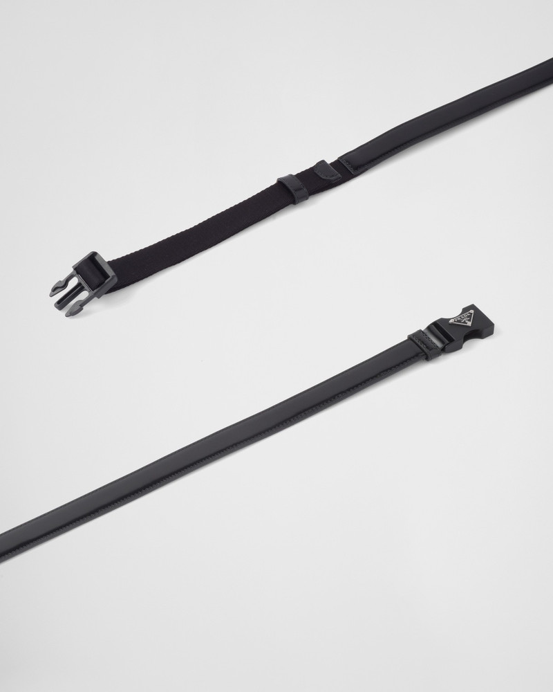 Prada Brushed leather and woven nylon belt outlook