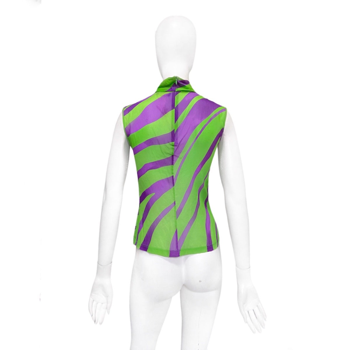 Gianni Versace aw01 green violet abstract print silk tank top 40 - 3