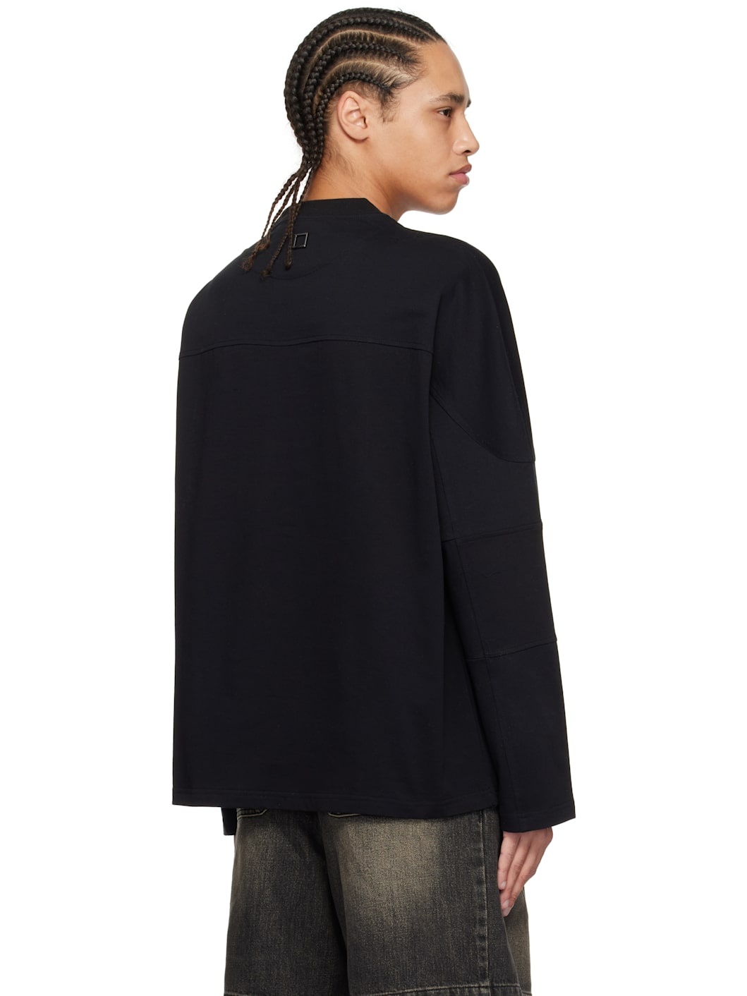 Black Shoulder Cut Long Sleeve T-shirt - 3