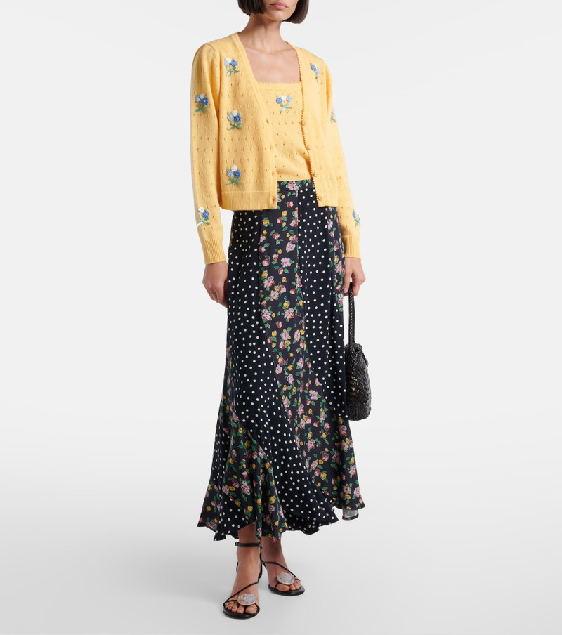 RIXO Perla embroidered pointelle wool tank top outlook