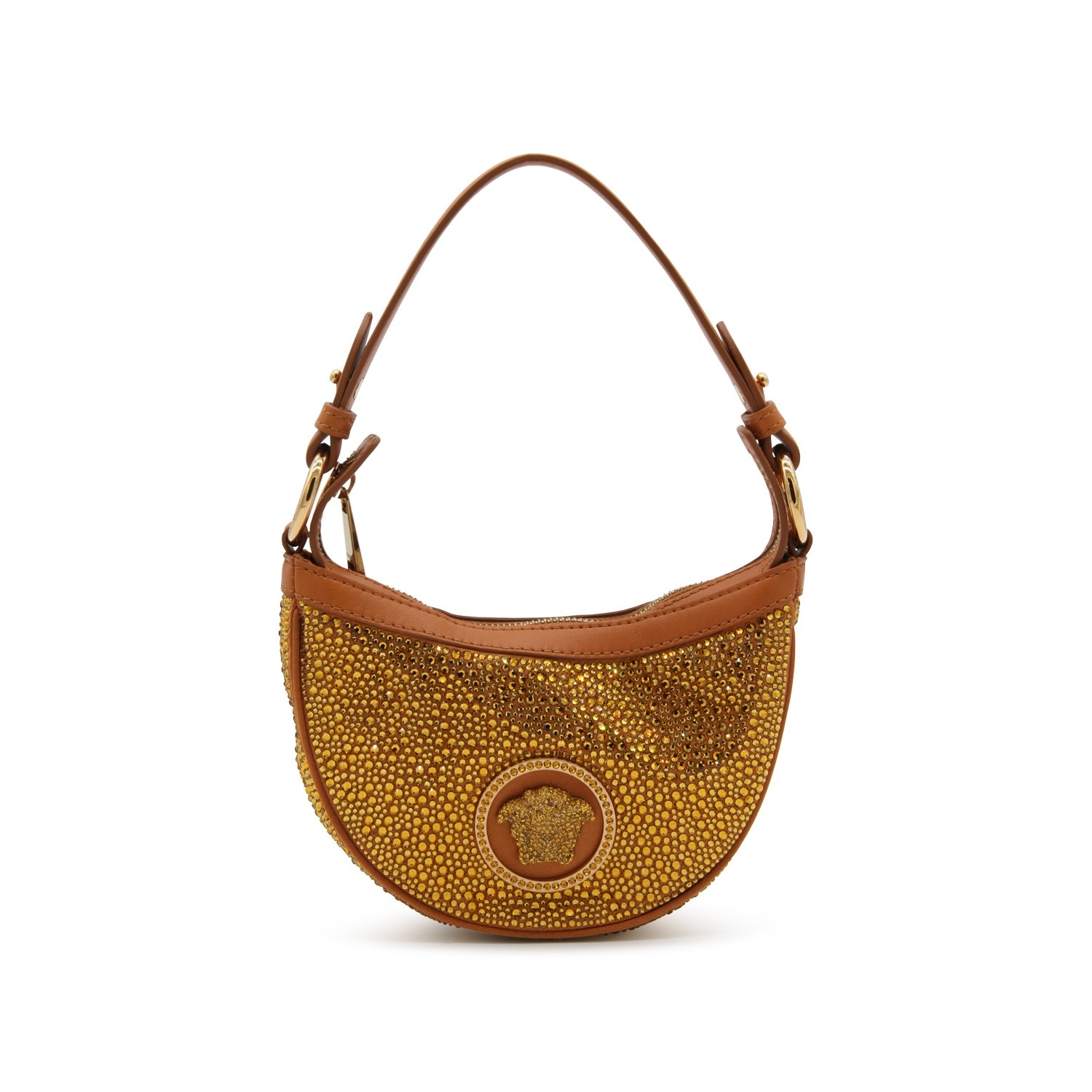 VERSACE★CARAMEL VISCOSE AND SILK BLEND REPEAT SHOULDER BAG VERSACE CARAMEL VISCOSE AND SILK BLEND REPEAT SHOULDER BAG