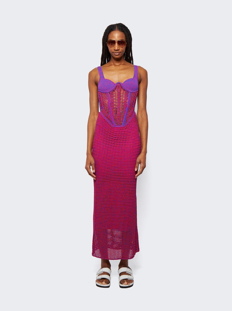 Marled Double Cup Corset Dress Fuchsia 3
