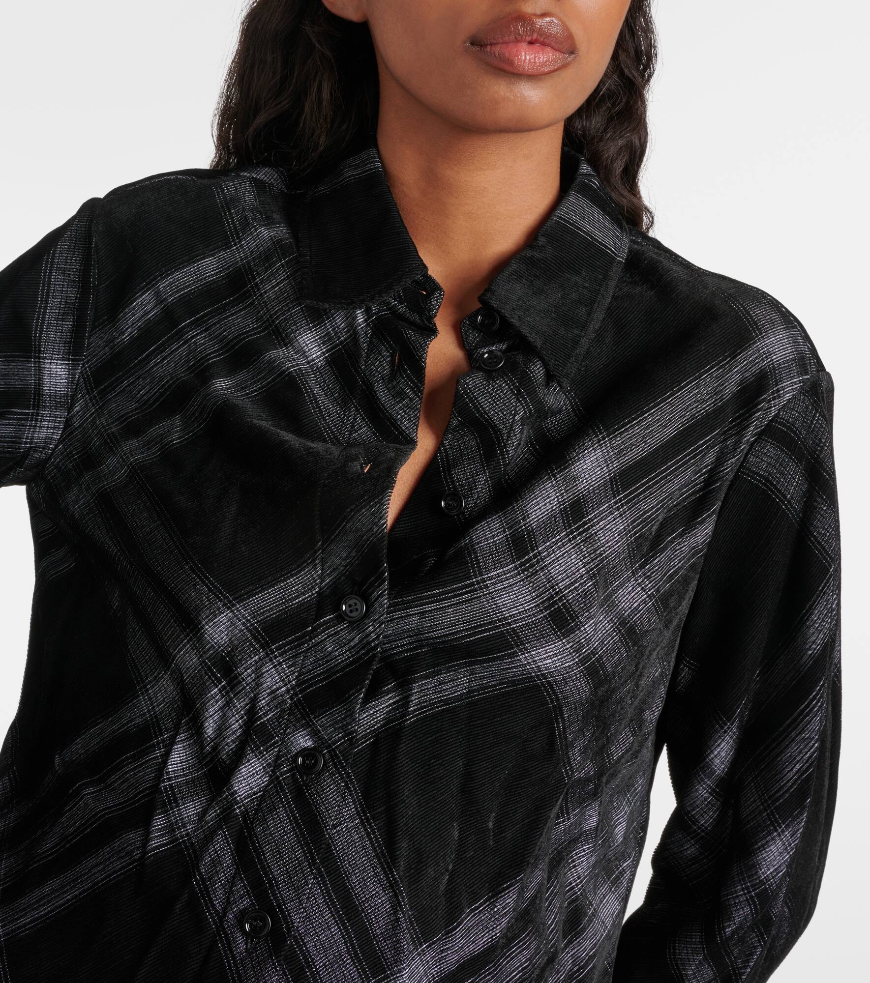 Burberry Check velvet shirt - 4