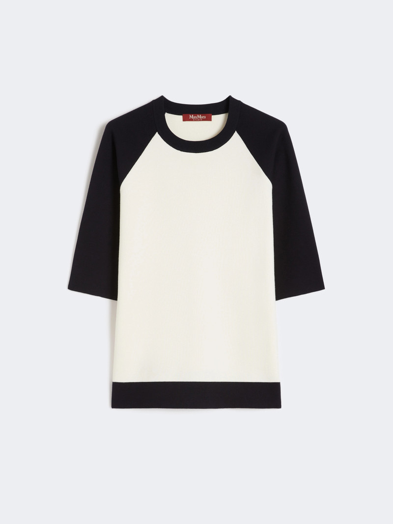 VELO Stretch viscose boxy sweater - WHITE BLUE 1