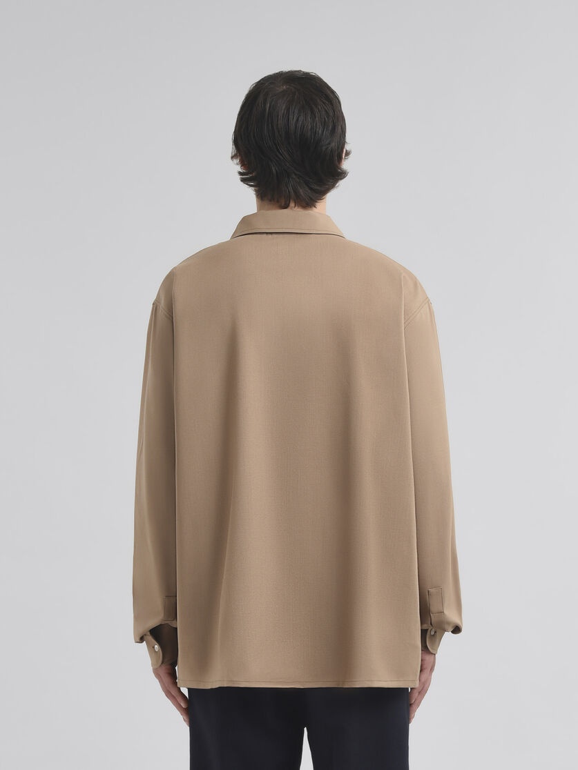 BROWN TROPICAL WOOL SHIRT WITH MARNI MENDING - 3