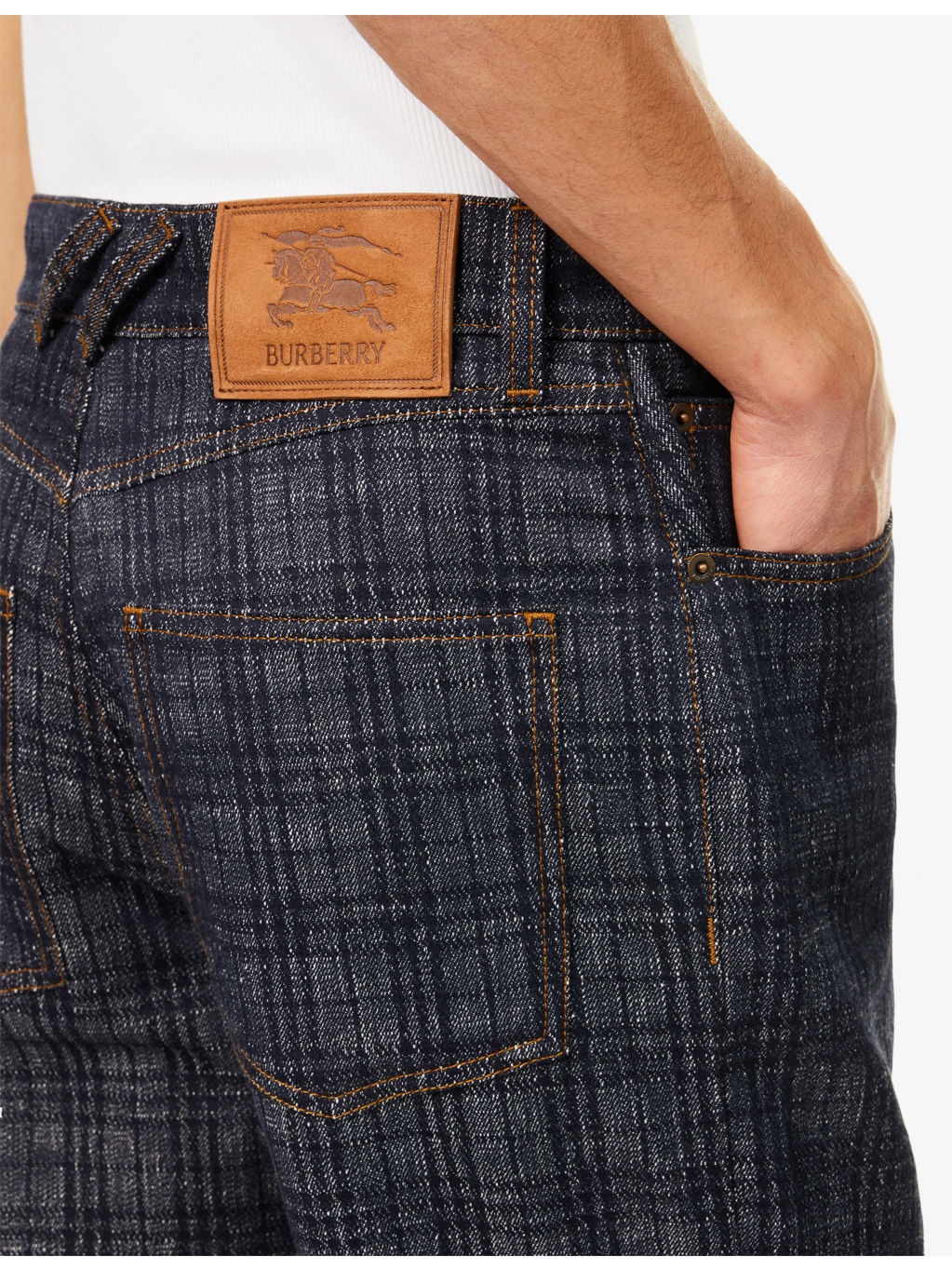 Check-Print Straight-Leg Denim Jeans - 6