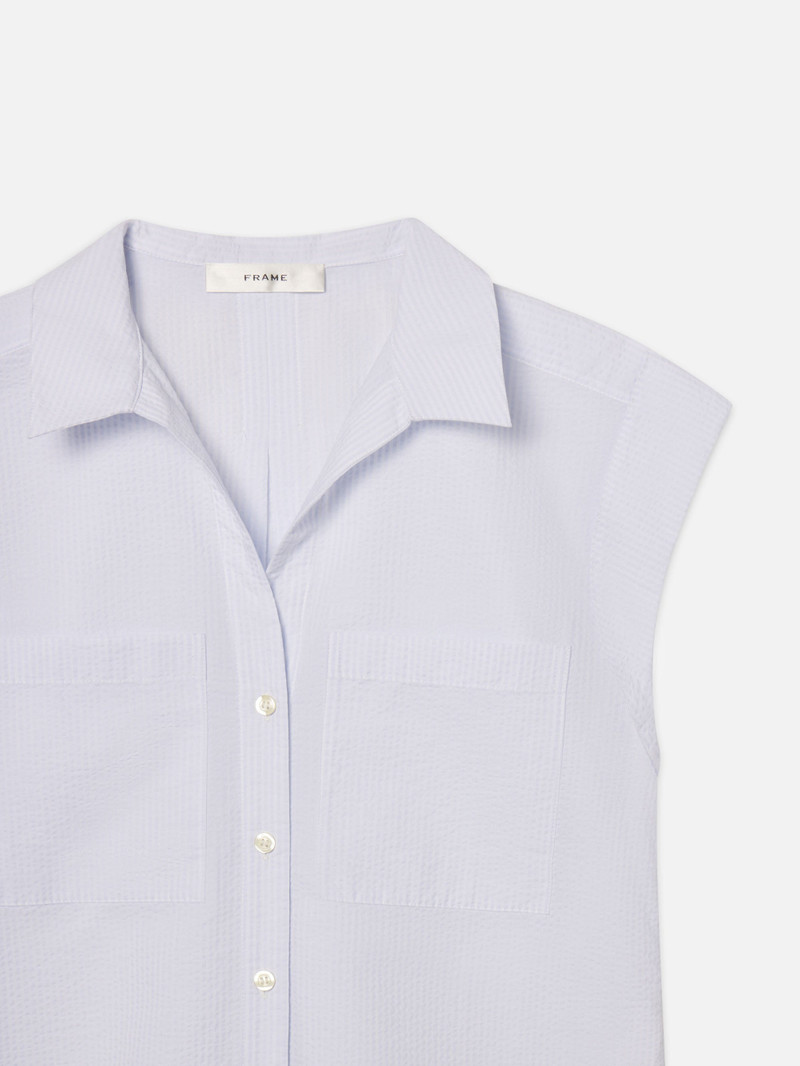 FRAME The Seersucker Leisure Shirt in Light Chambray Multi outlook