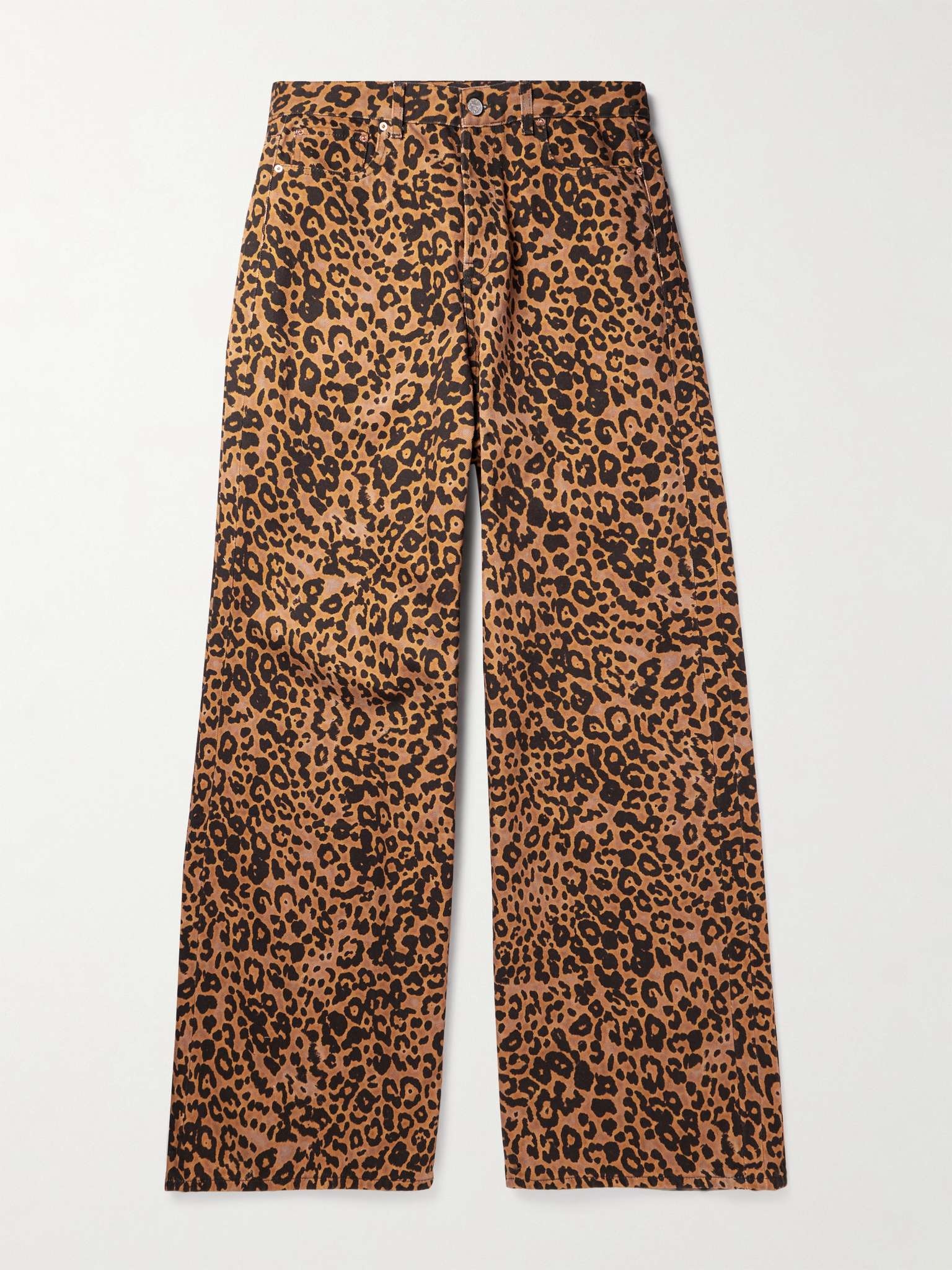 Wide-Leg Leopard-Print Jeans - 1